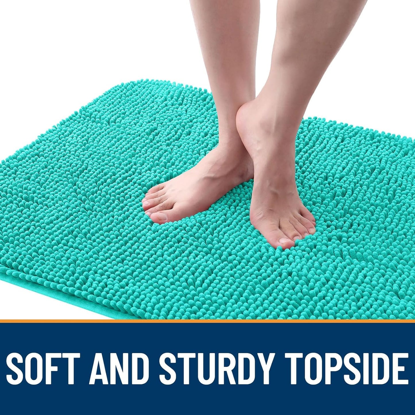 OLANLY Dog Door Mat for Muddy Paws 59x20, Absorbs Moisture and Dirt, Absorbent Non-Slip Washable Doormat, Quick Dry Chenille Mud Mat for Dogs, Entry Indoor Entryway Carpet for Inside Floor, Teal