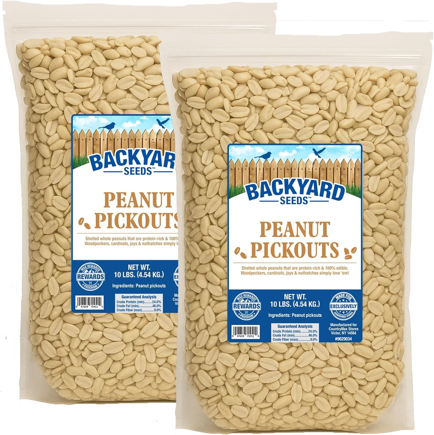 Backyard Seeds Shelled Whole Peanuts for Woodpeckers, Birds, Squirrels & Wildlife – Premium Wild Animal Food - No Skins, No Waste (20 Pounds)