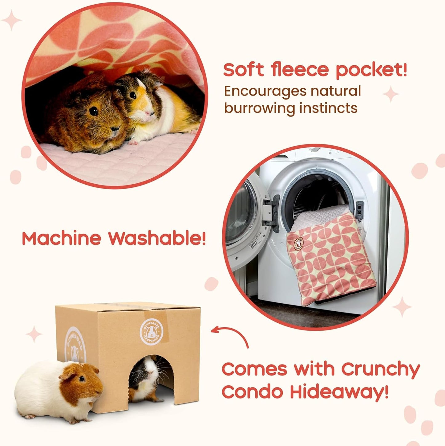 GuineaDad Premium Liner – Fleece Guinea Pig Cage Liner – Ultra-Plush Reusable Fleece Bedding with Waterproof Bottom – Extra Absorbent Liner for 2x4 C&C Cage (Rainy Day)