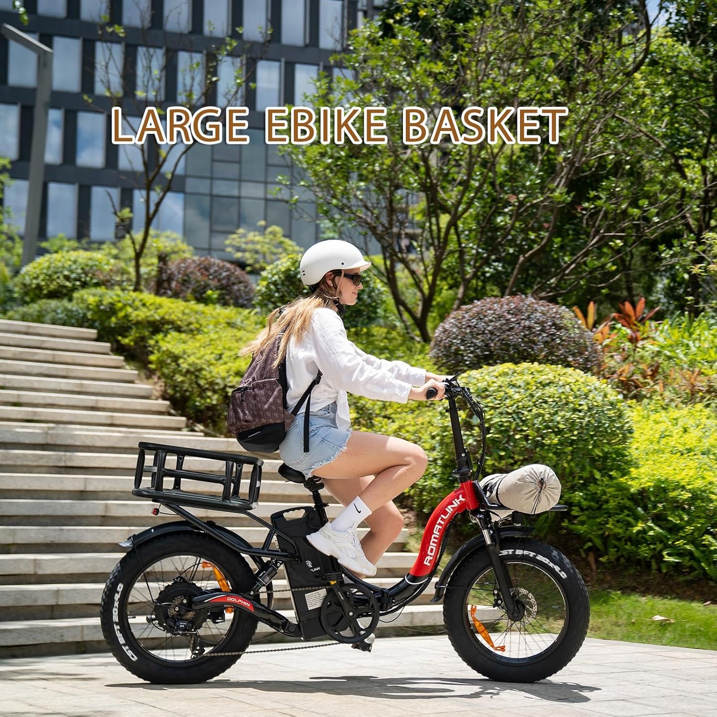 AWQM Large Ebike Basket, Waterproof Metal Electric Bicycle Basket, Quick Assemble Bike Accessories Rear Cargo Rack for Picnic, Pet, Sports