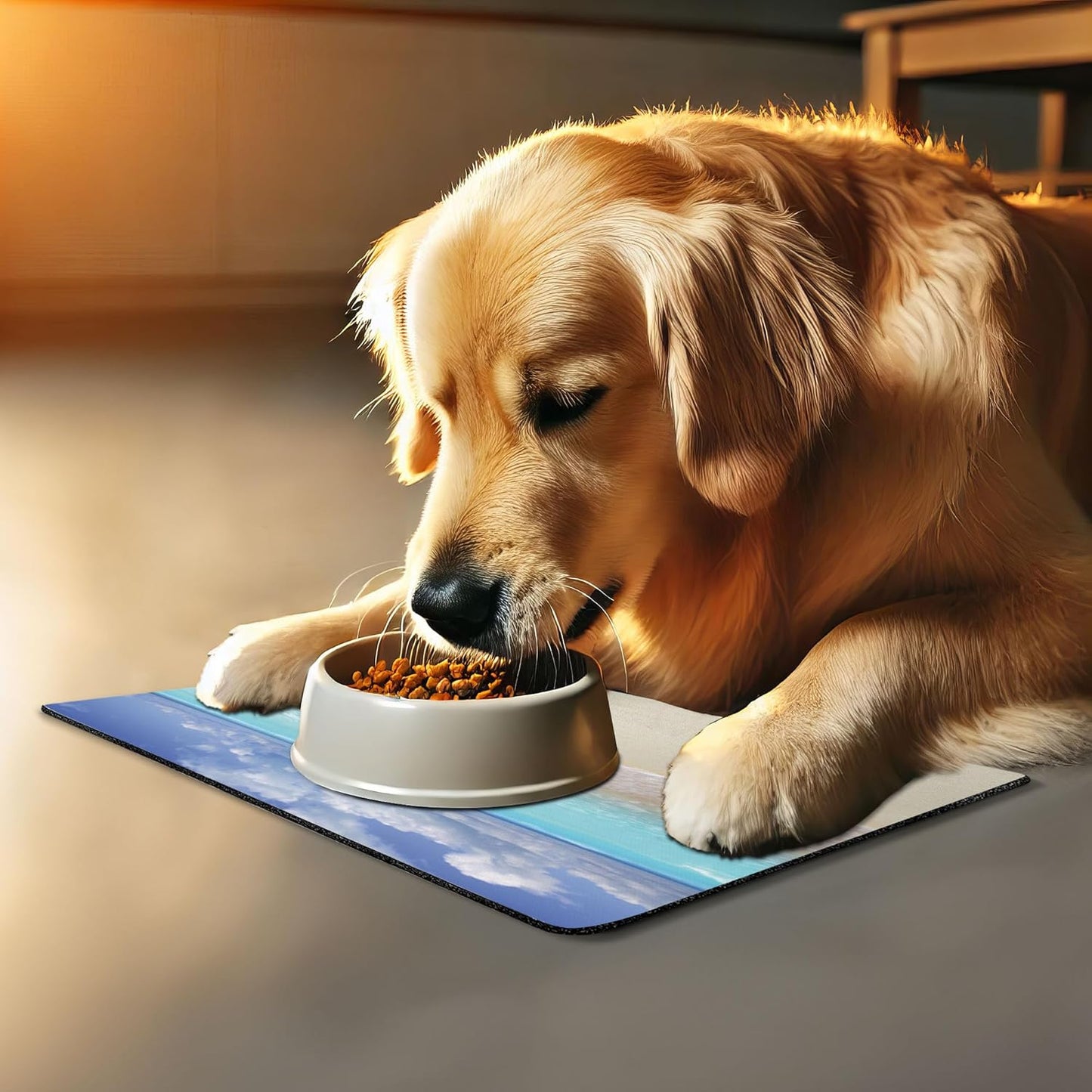 Lunarable Seashells Pet Mat for Food and Water, Beach Sand Pearl Necklace Shell Summer Holiday Caribbean Tropical, Non-Slip Rubber Mat for Dogs and Cats, 18" X 12", Turquoise Coconut