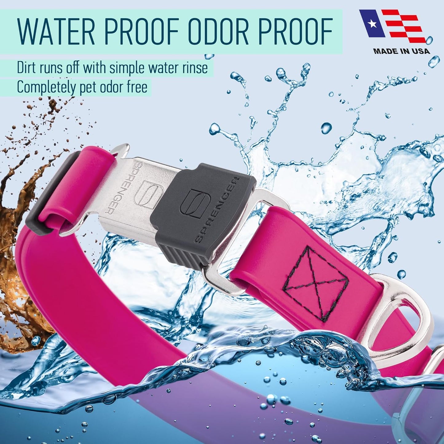 Dogline Biothane Waterproof Dog Collar with Herm Sprenger Black Stainless Steel Quick Release Buckle – Heavy Duty Tactical Durable Collar for Dogs – Comfortable, Safe Pet Collar W3/4" L12-19 Magenta