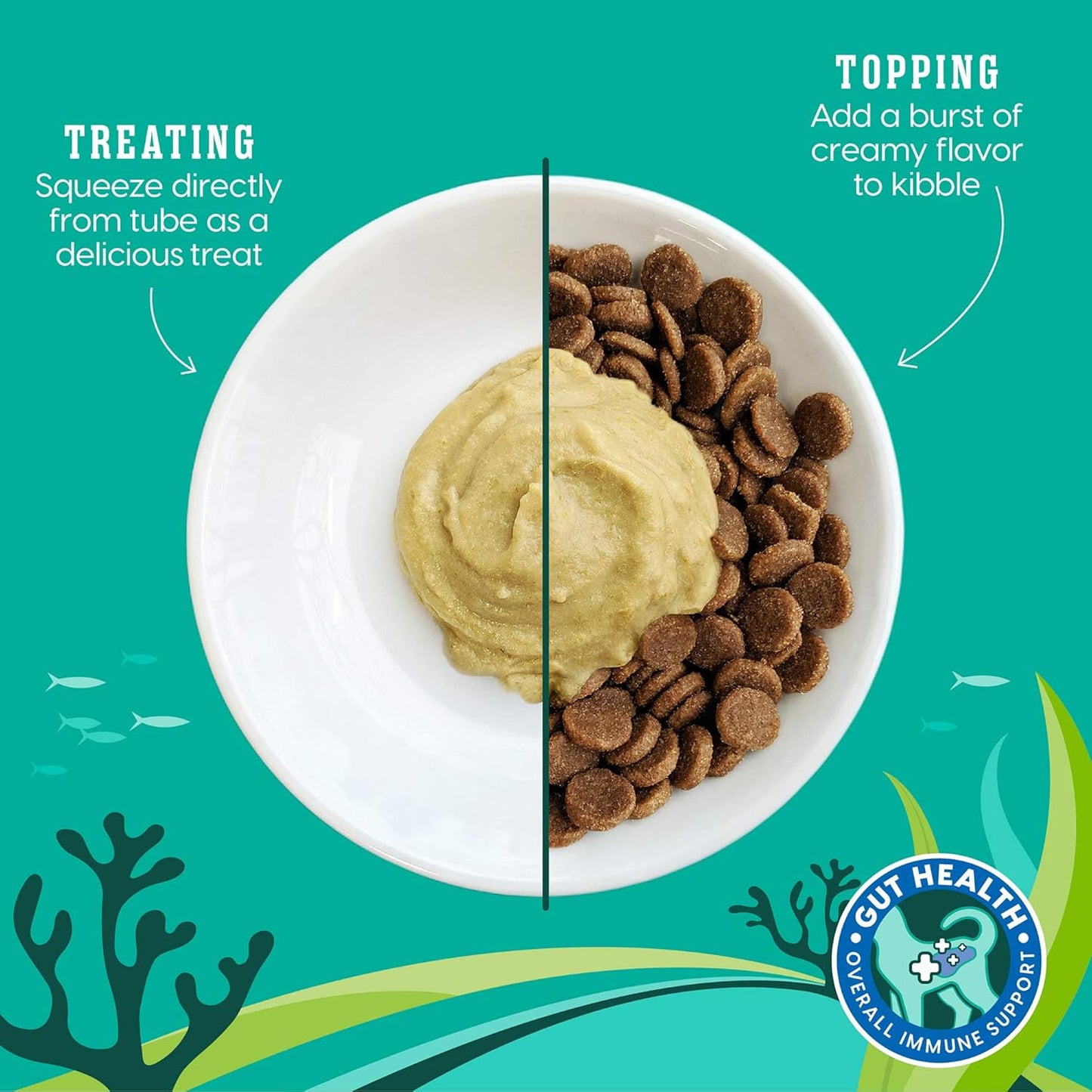 SeaMeal Squeeze Chicken Lickable Cat Treats with Seaweed for Skin & Coat - Wet Cat Treats with Digestive & Immune Health Support - Natural, Holistic, Grain Free (48 Squeezes)