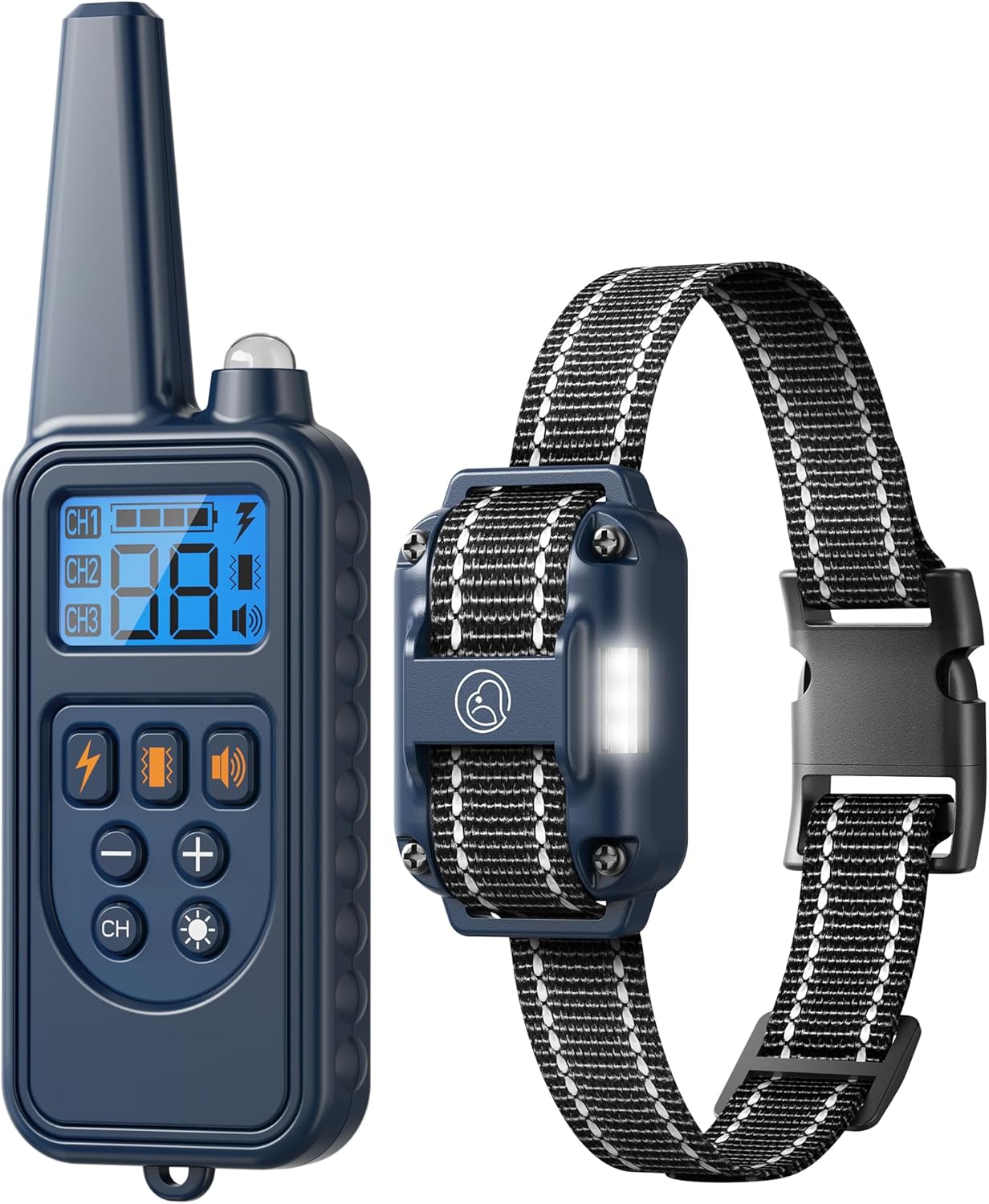 Electronic Dog Collar with Remote, 2600ft Waterproof Dog Training Collar for Smal Medium Large Dogs, Beep, Vibration, Shock (1-99) Modes, LED Light, for 5-120Lbs Dogs