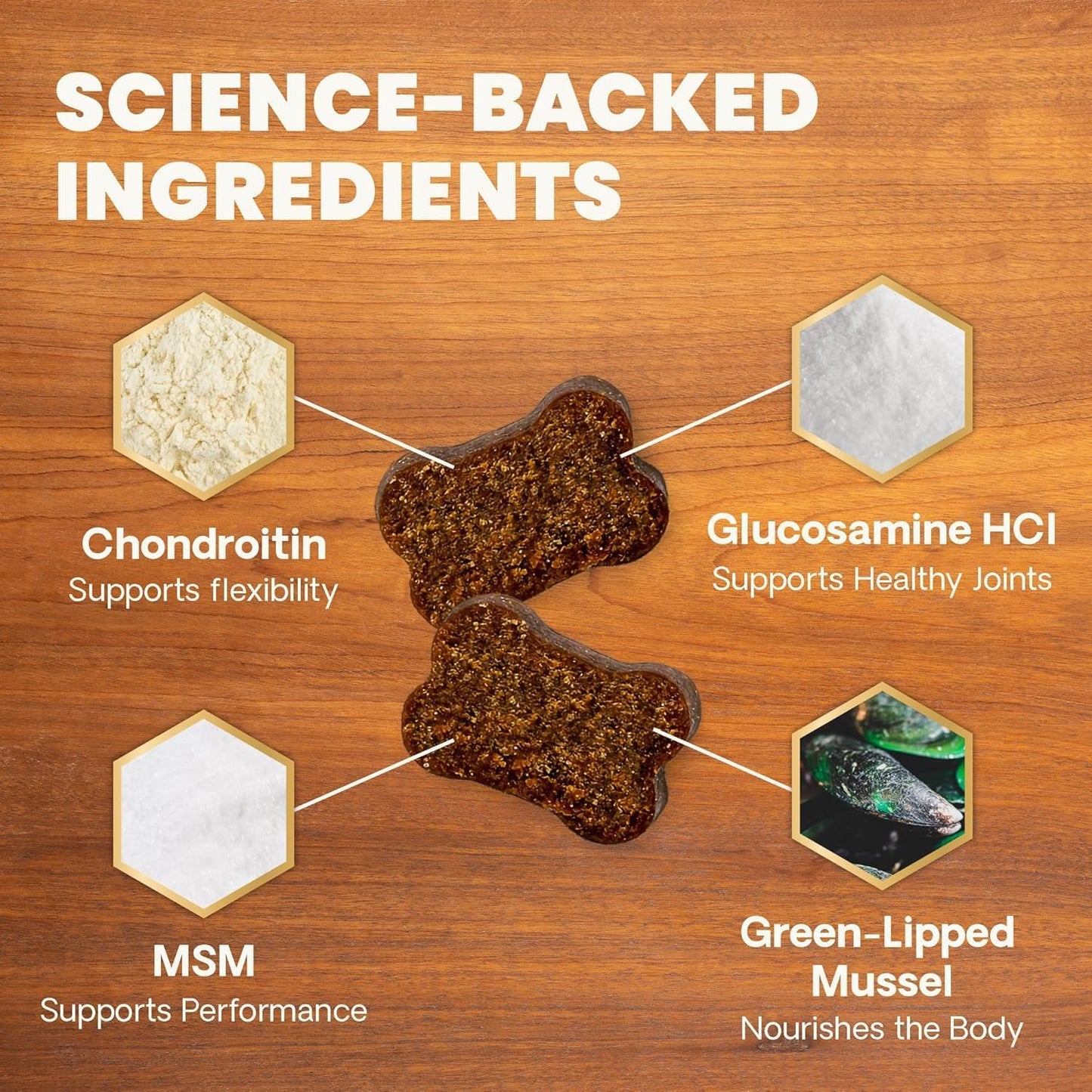 VetriScience Ultimate Strength Healthy Hip & Joint Chews, GlycoFlex Glucosamine, Chondroitin and Green-Lipped Mussel Joint Support Supplement for Dogs, Soothe Joint Discomfort, Duck, 60 Count