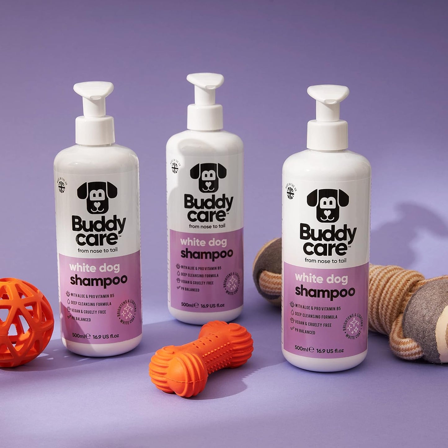 White Dog Shampoo by Buddycare | Brightening and Whitening Shampoo for Dogs | Deep Cleansing, Fresh Scented | with Aloe Vera and Pro Vitamin B5 (50.72oz)