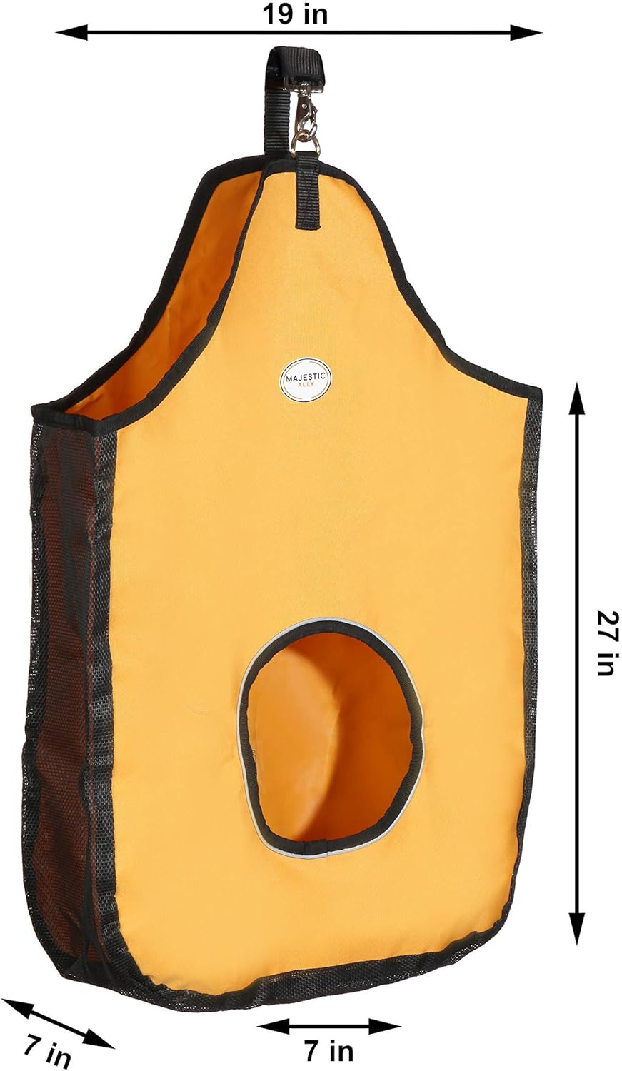 Majestic Ally 1200 D Hay Feeder Tote Bag for Horses, Sheep with Reflective Trim- Reduces Waste - Comes with 36” Hay Net. (Royal Blue)