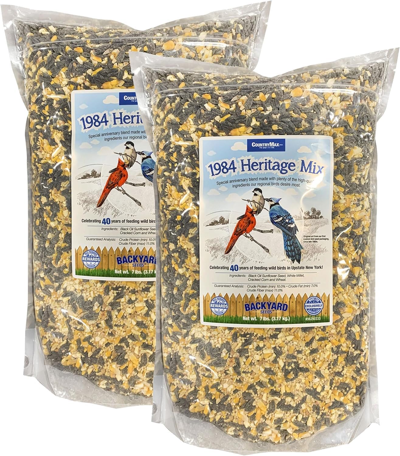 CountryMax Backyard Seeds 1984 Heritage Mix – Premium Bird Seed Blend with Black Oil Sunflower, White Millet & Cracked Corn – Wild Bird Food for Cardinals, Finches, Chickadees & More (14 Pounds)
