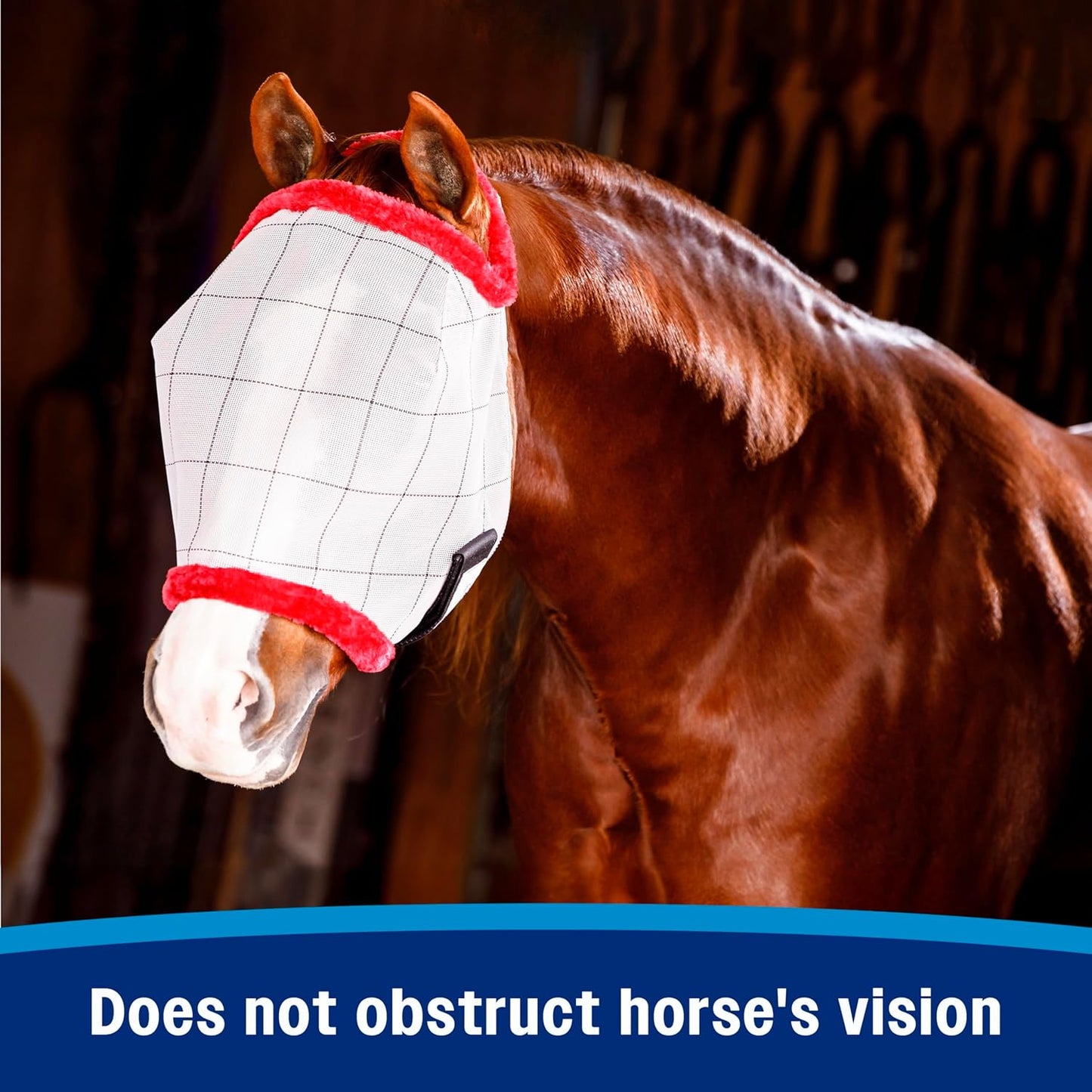 Farnam SuperMask II Fly Mask Without Ears for Smaller Horses or Arabian Horses,Full Face Coverage & Eye Protection from Insect Pests, Structured Classic Mesh with Plush Trim,Small Horse/Arabian Size