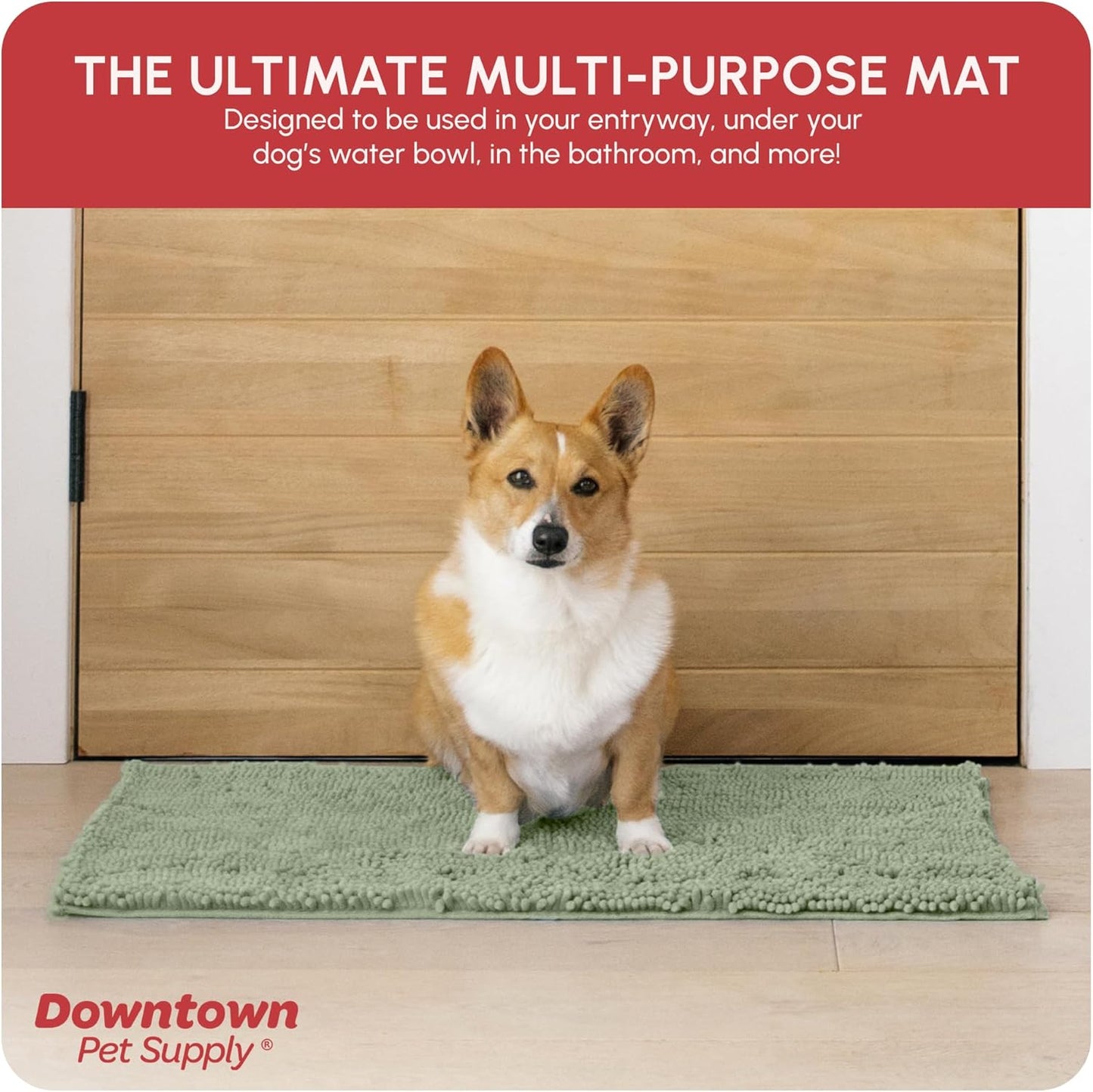 My Doggy Place Microfiber Dog Mat for Muddy Paws, 31" x 20" Sage - Absorbent and Quick-Drying Dog Paw Cleaning Mat, Washer and Dryer Safe - Non-Slip Rubber Backed Dog Floor Mat, Medium