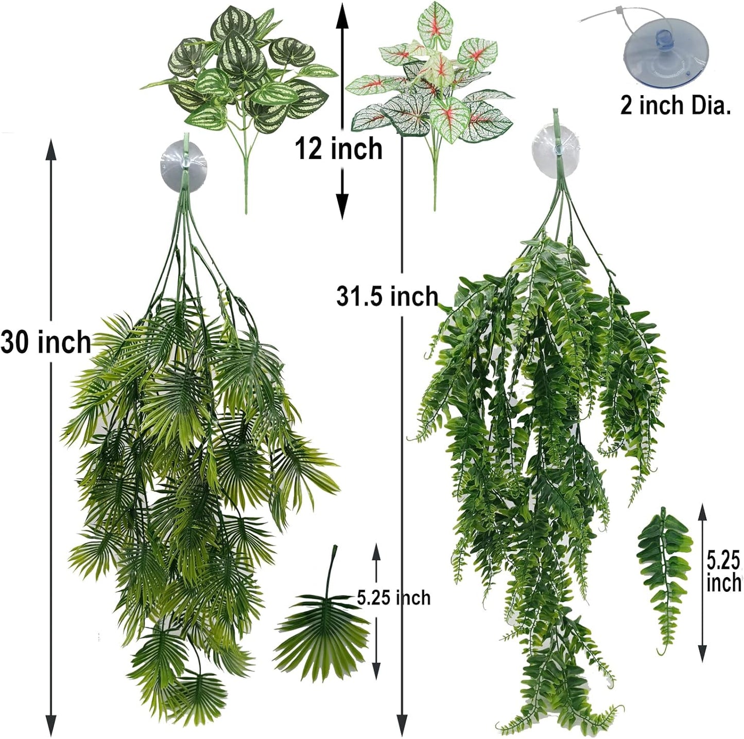 Reptile Plant for Bearded Dragon Tank Accessories, Terrarium Plant Artificial Decor for Snake Cage, Fake Plant for Leopard Gecko Habitat, Lizard Chameleon Ball Pythons (Group E)