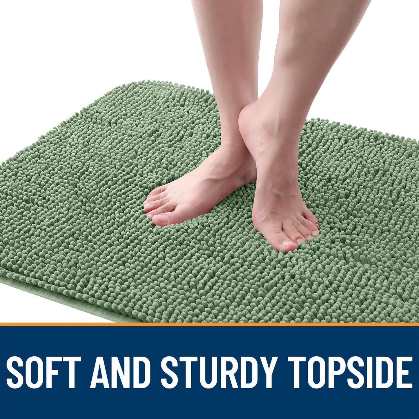 OLANLY Dog Door Mat for Muddy Paws 70x46, Absorbs Moisture and Dirt, Absorbent Non-Slip Washable Doormat, Quick Dry Chenille Mud Mat, Entry Indoor Entryway Carpet for Inside Floor, Olive Green