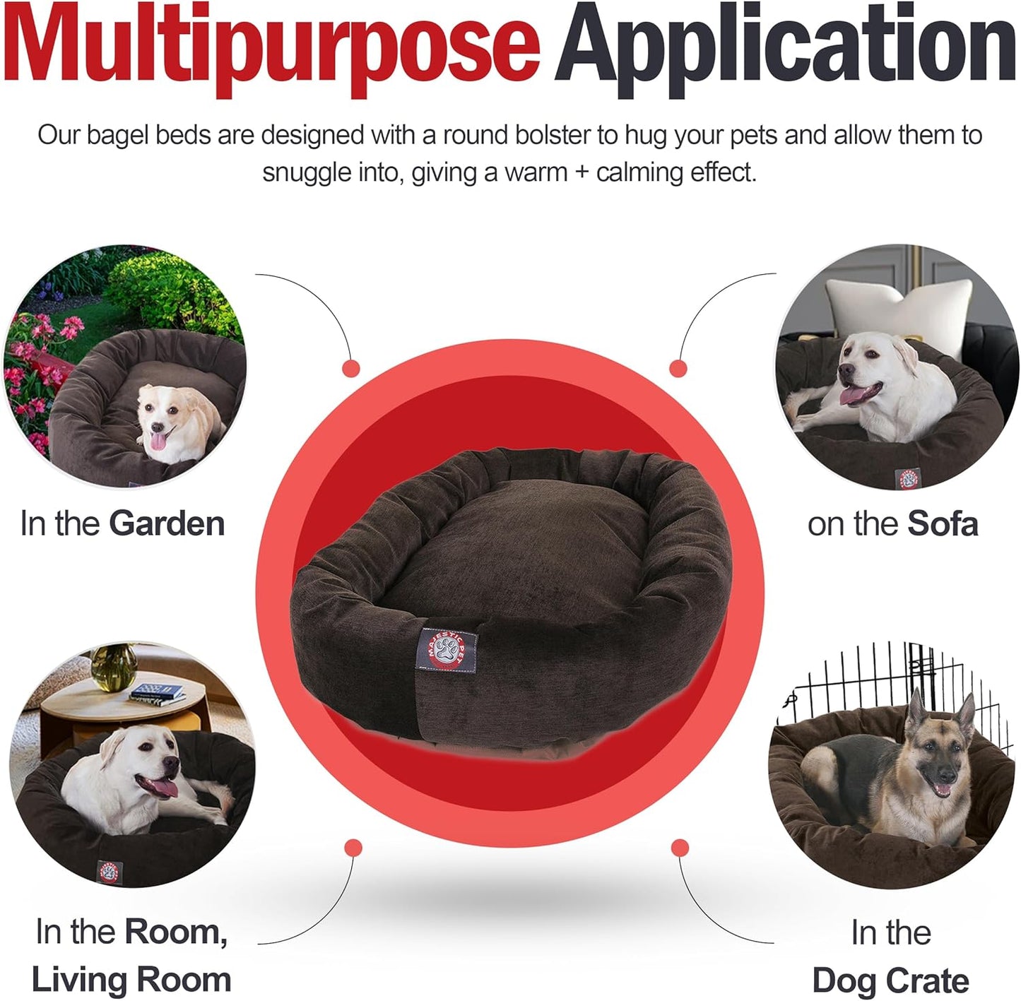 Majestic Pet Villa 32 Inch Shredded Memory Foam Dog Bed for Medium Sized Dogs 32x23x7 Inch–Orthopedic Dog Bed - Durable Pet Bed - Washable Medium Pet Bed with Head Support-Storm