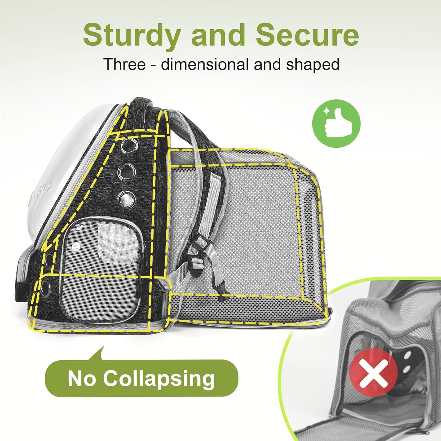 Expandable Cat Backpack,Cat Bubble Backpack Carrier for Carrying Cats, Pets and Small Dogs,Airline-Approved,Designed for Travel, Hiking, Walking,Car （Black