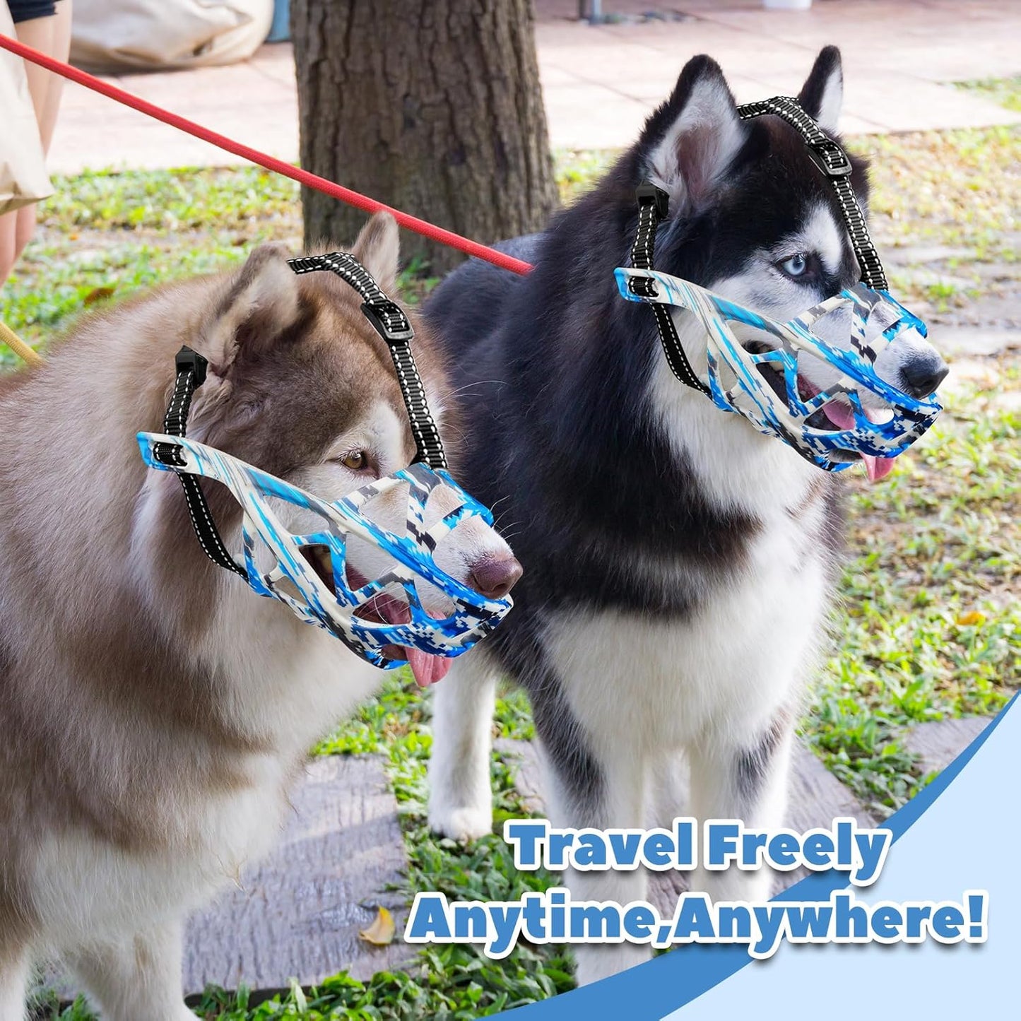 Dog Muzzle for Large Dogs, Medium and X-Large Aggressive Dog, Breathable Basket Muzzles, Suitable for Grooming Trimming Training, Allows Panting Drinking (Camouflage Blue, XL)