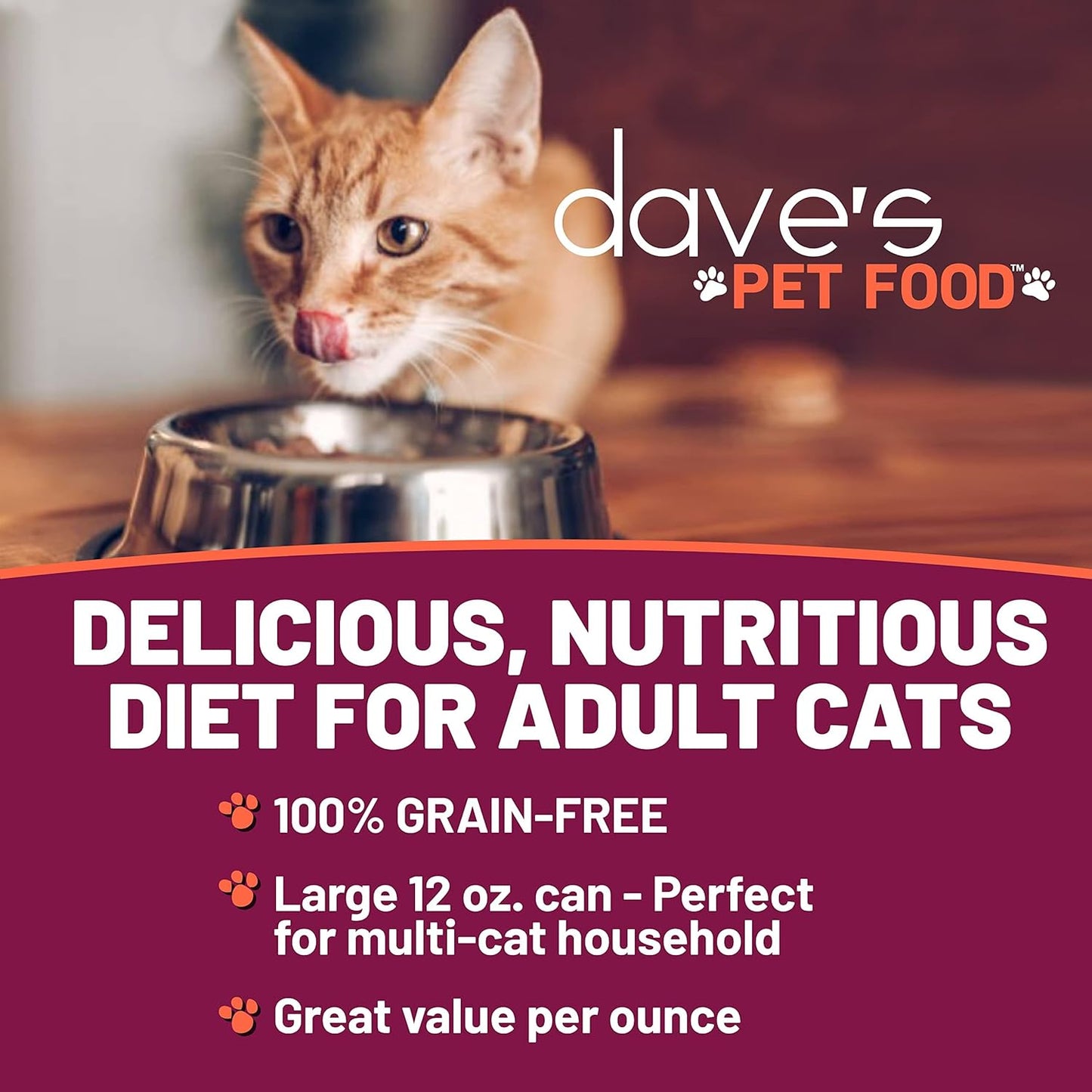 Dave's Pet Food Grain Free Wet Canned Cat Food (Turkey), Made in USA Naturally Healthy, Added Vitamins & Minerals, Gluten-Free, 12.5 oz Cans (12 Pack)