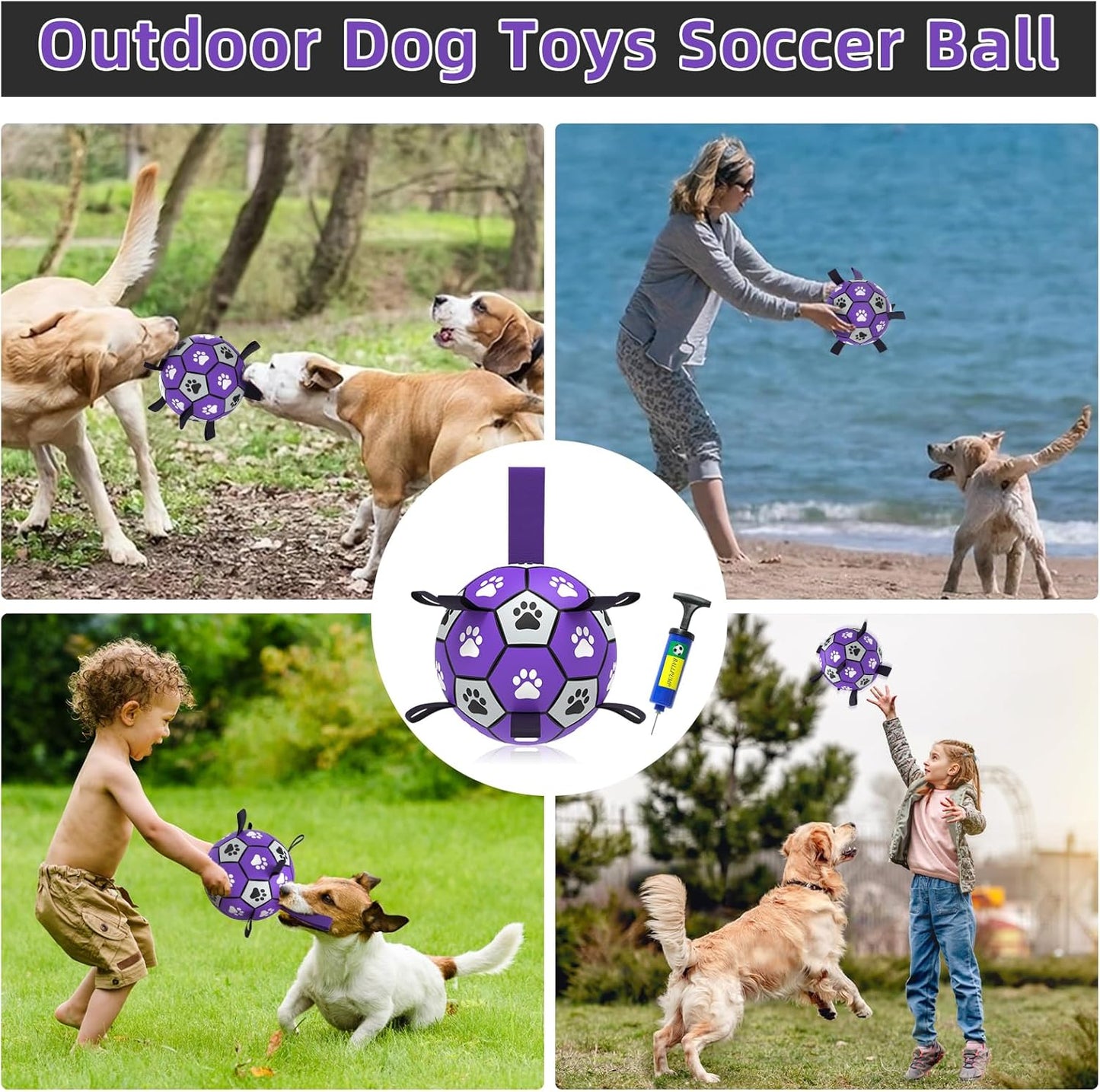 QDAN Soccer Ball for Dogs - Durable Large Dog Balls, Outdoor & Water Toy, Herding Ball, Puppy Birthday Gift (8 Inch)