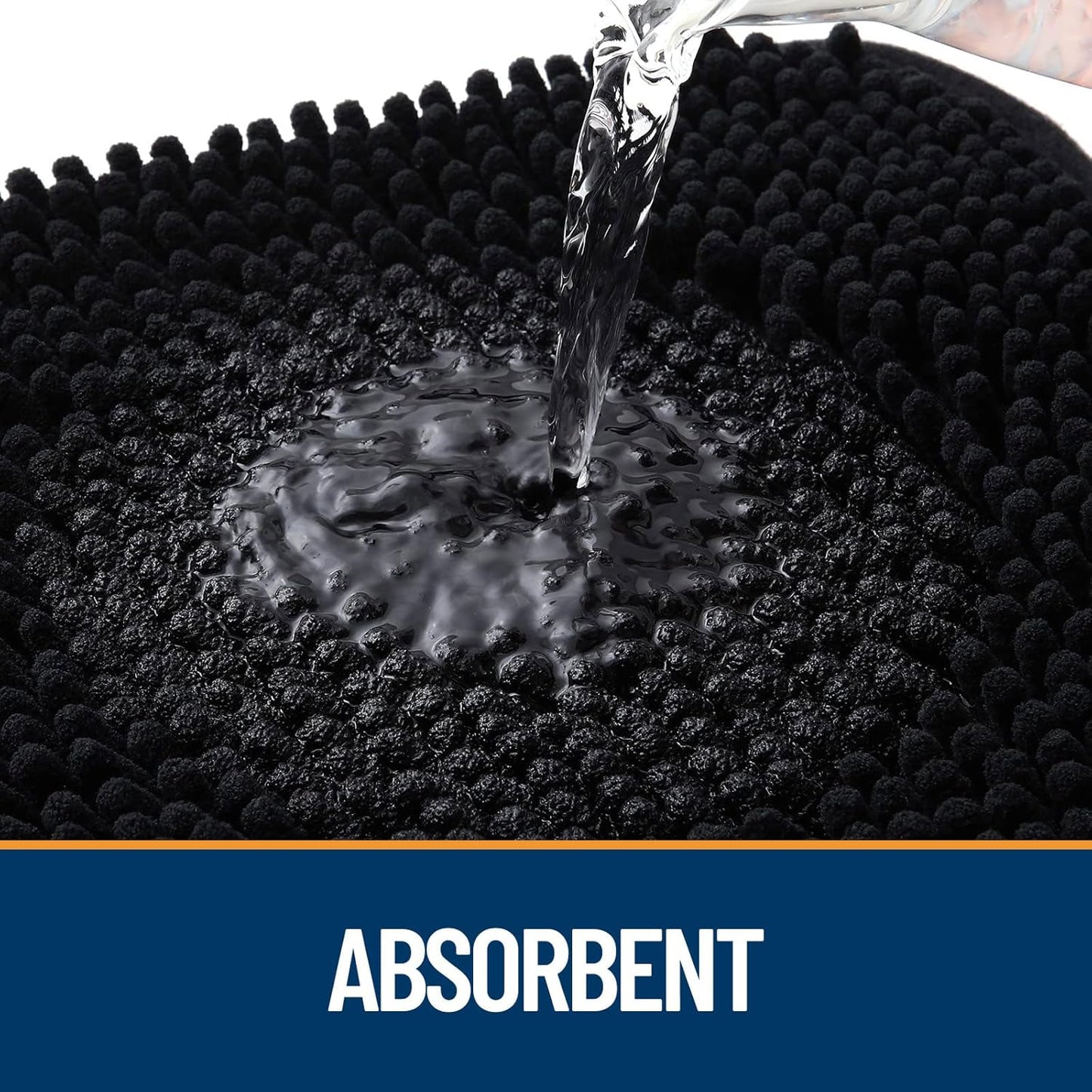 OLANLY Dog Door Mat for Muddy Paws 59x20, Absorbs Moisture and Dirt, Absorbent Non-Slip Washable Doormat, Quick Dry Chenille Mud Mat for Dogs, Entry Indoor Entryway Carpet for Inside Floor, Black