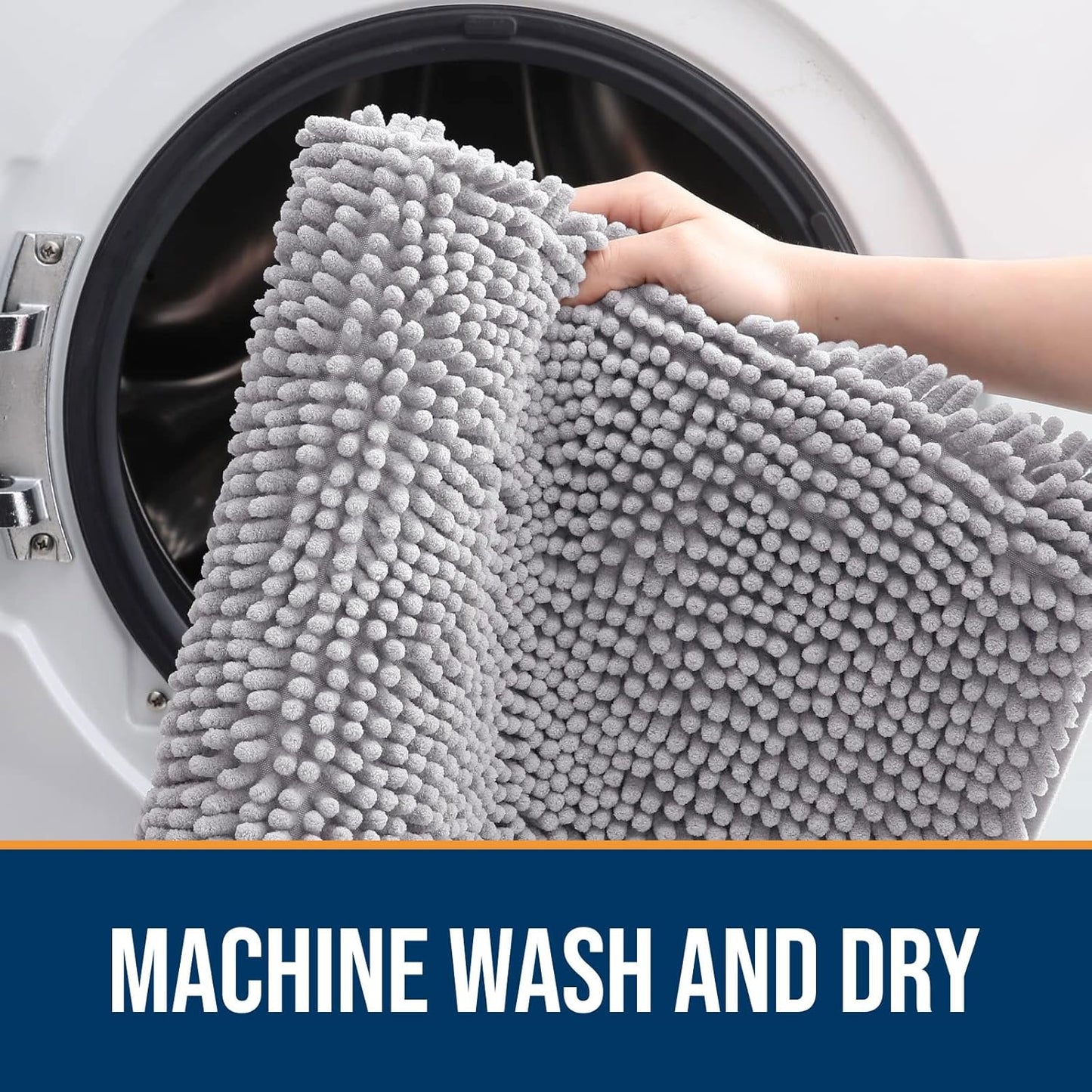 OLANLY Dog Door Mat for Muddy Paws 45x27, Absorbs Moisture and Dirt, Absorbent Non-Slip Washable Doormat, Quick Dry Chenille Mud Mat for Dogs, Entry Indoor Entryway Carpet for Inside Floor, Light Grey