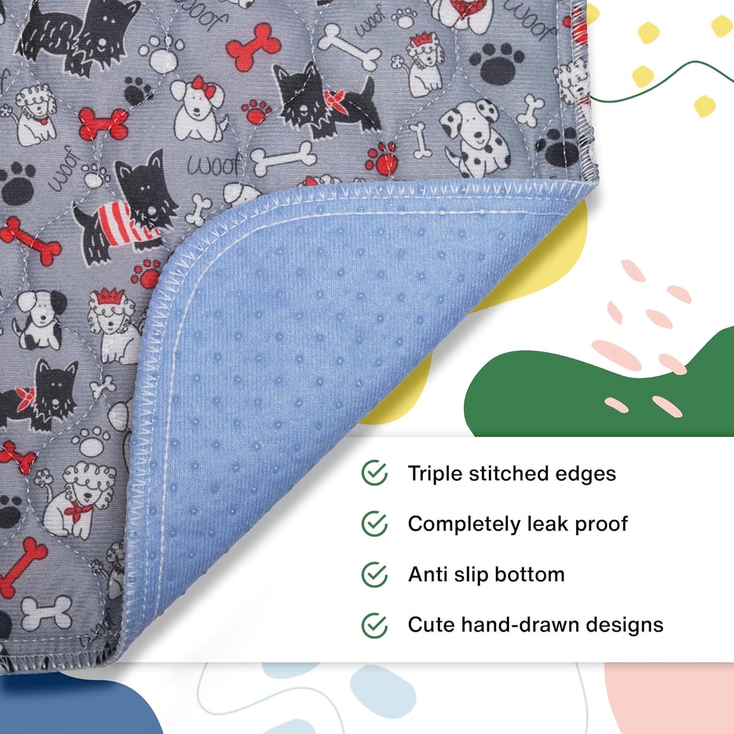 Caldwell's Pet Supply Co. 20x30 Washable Pee Pads for Dogs, Reusable Pee Pad for Dogs, Puppy Potty Mat, Whelping Rug, Reusable Puppy Mat, Waterproof Rug for Dog of All Breeds, Small (Set of 2)