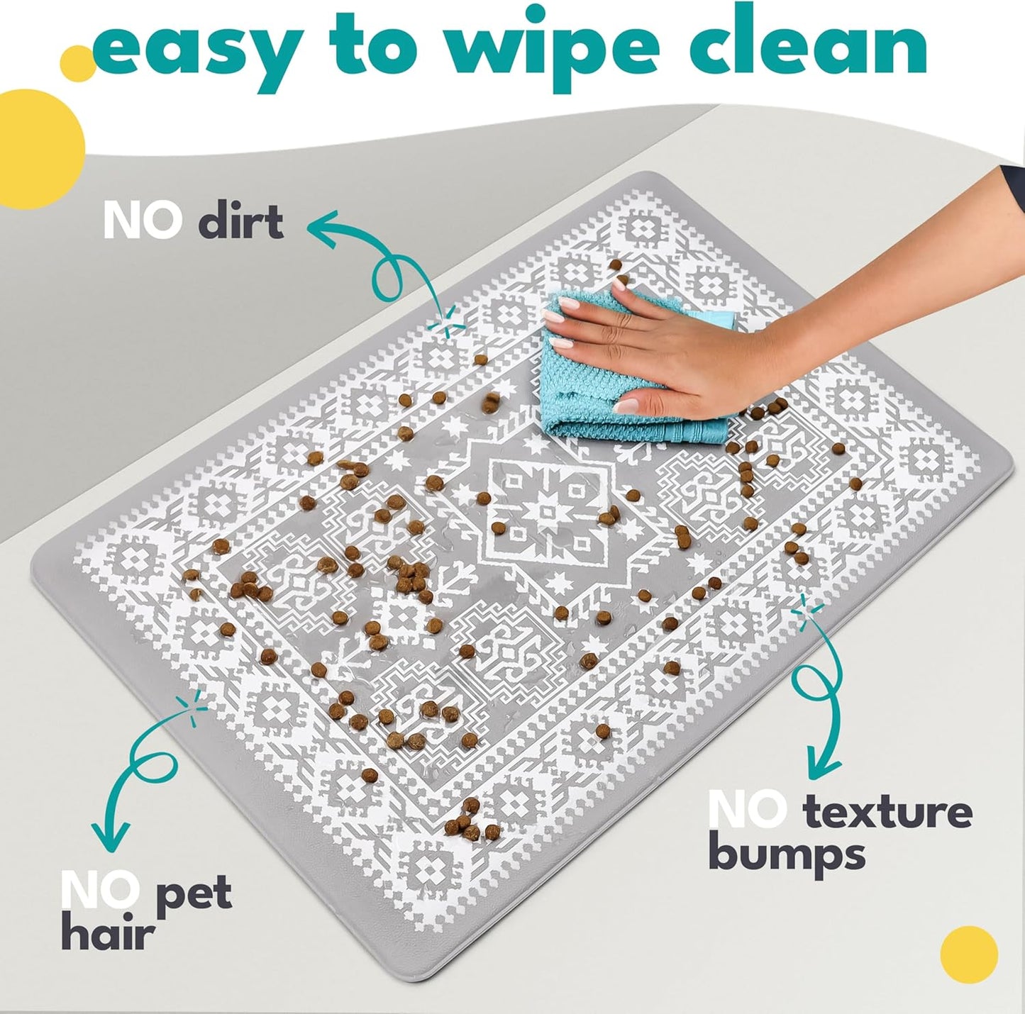 NALALAS Large Dog Mat for Food and Water, Cat Feeding Mat | Large Waterproof Dog Bowl Mat | Non-Slip Pet Food Mat for Floors | Pet Mats for Food and Water | Easy to Clean