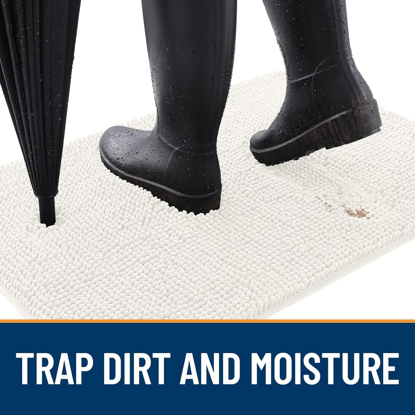 OLANLY Dog Door Mat for Muddy Paws 44x32, Absorbs Moisture and Dirt, Absorbent Non-Slip Washable Doormat, Quick Dry Chenille Mud Mat for Dogs, Entry Indoor Entryway Carpet for Inside Floor, Ivory