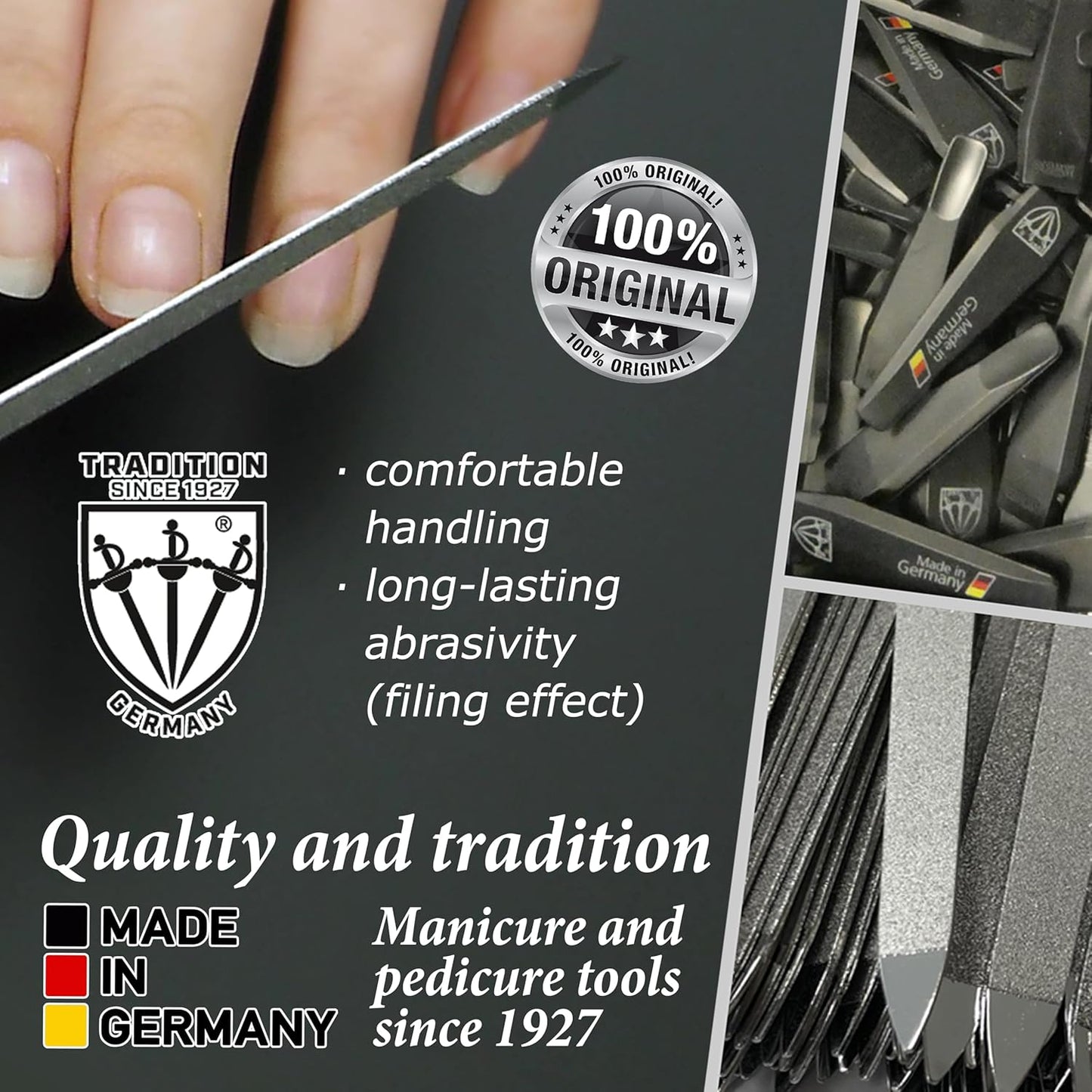 3 Swords Germany - Brand Quality Double Sided (fine & coarse) Sapphire Metal Pocket Nail File (1 Piece), Made in Solingen Germany