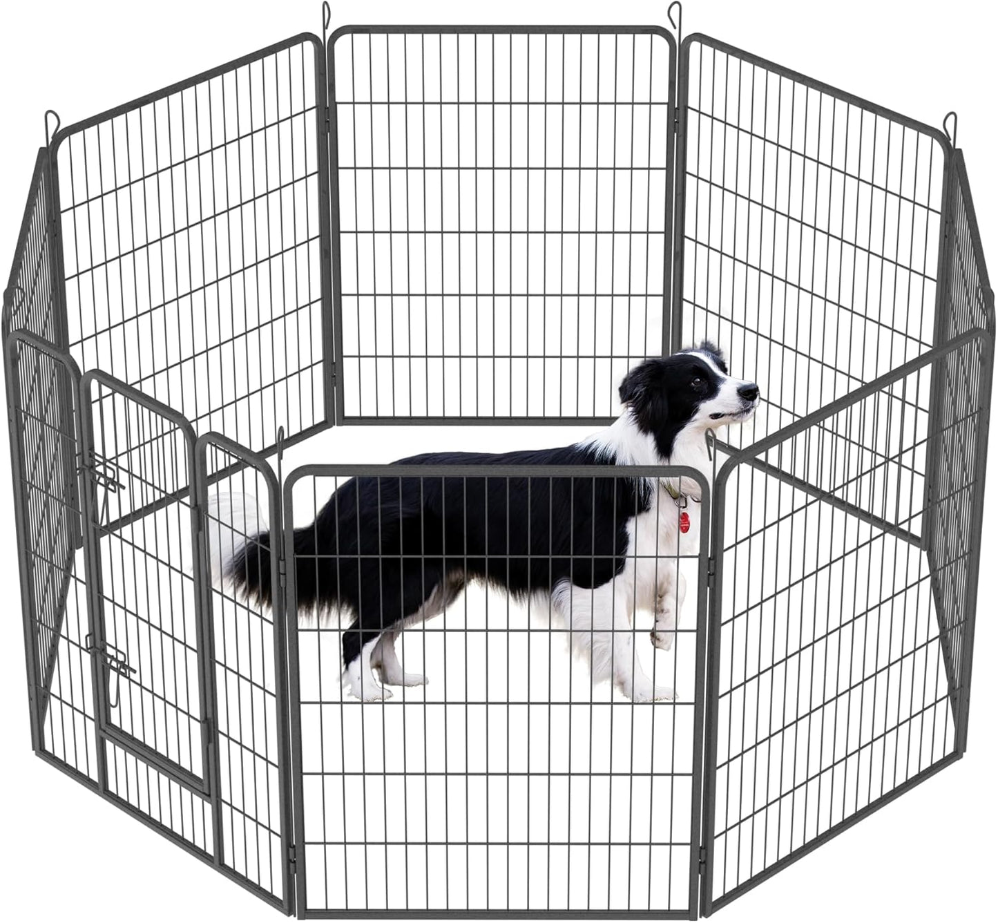 Dog Playpen, Outdoor Dog Fence, 8 Panels, 40" H Dog Pen for Medium/Small Dogs, Heavy Duty Metal Pet Fence with Gate, Portable Dog Fence for RV Camping and Yard (Black)
