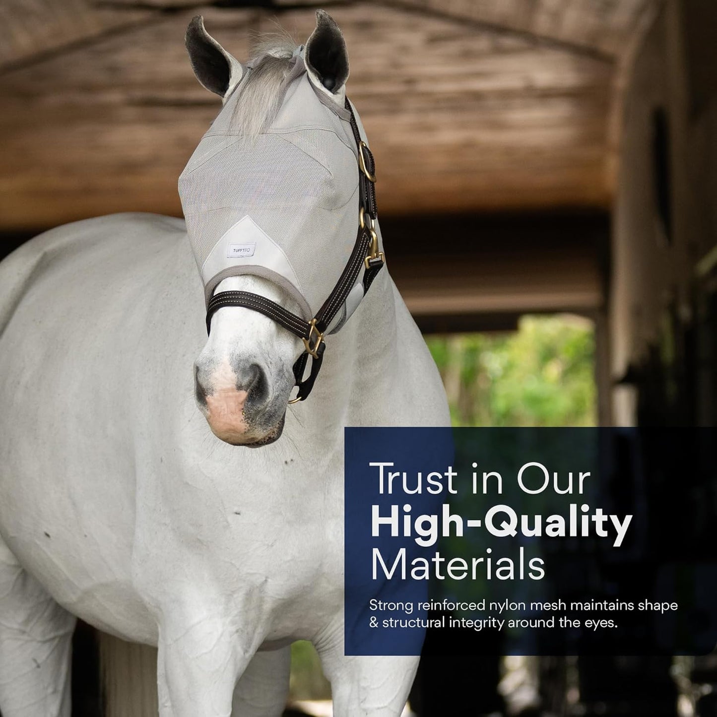 Plus-Size Horse Mask Without Ears | 95% UV Eye Protection | Built-in Visor | Breathable, Lightweight Mask | Adjustable Fit for Comfort Horse (Large Size)