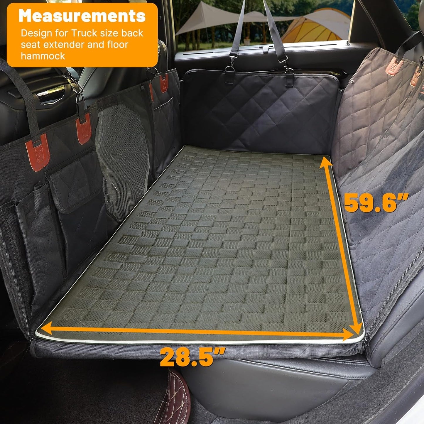 Non-Slip Pet Bed Mat for Truck Back Seat Extender, Hair Resistant Dog Blanket for Hard Bottom Dog Car Seat Cover, Anti Slip Pet Linner Backseat Cover Graphite/XL