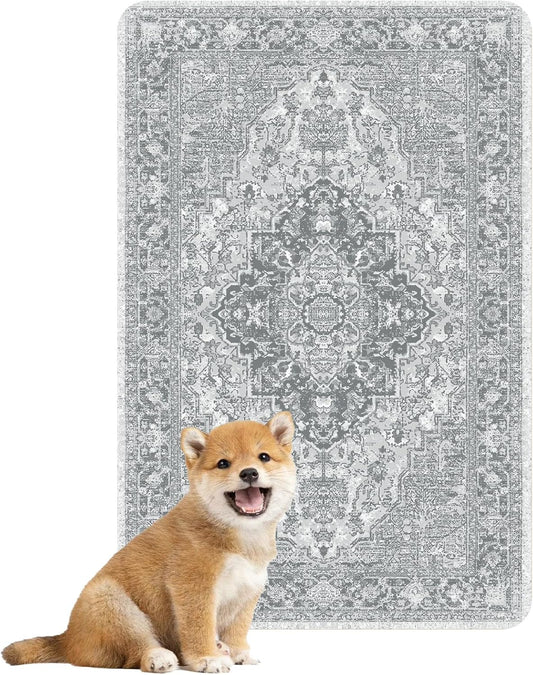 nunubaby Washable Pee Pads for Dogs, Stylish, Non-Slip and Leak-Proof Pee Pads. Reusable Potty Pads for Dogs for Crates and Floors.(Gray/Geo, 24" x36")