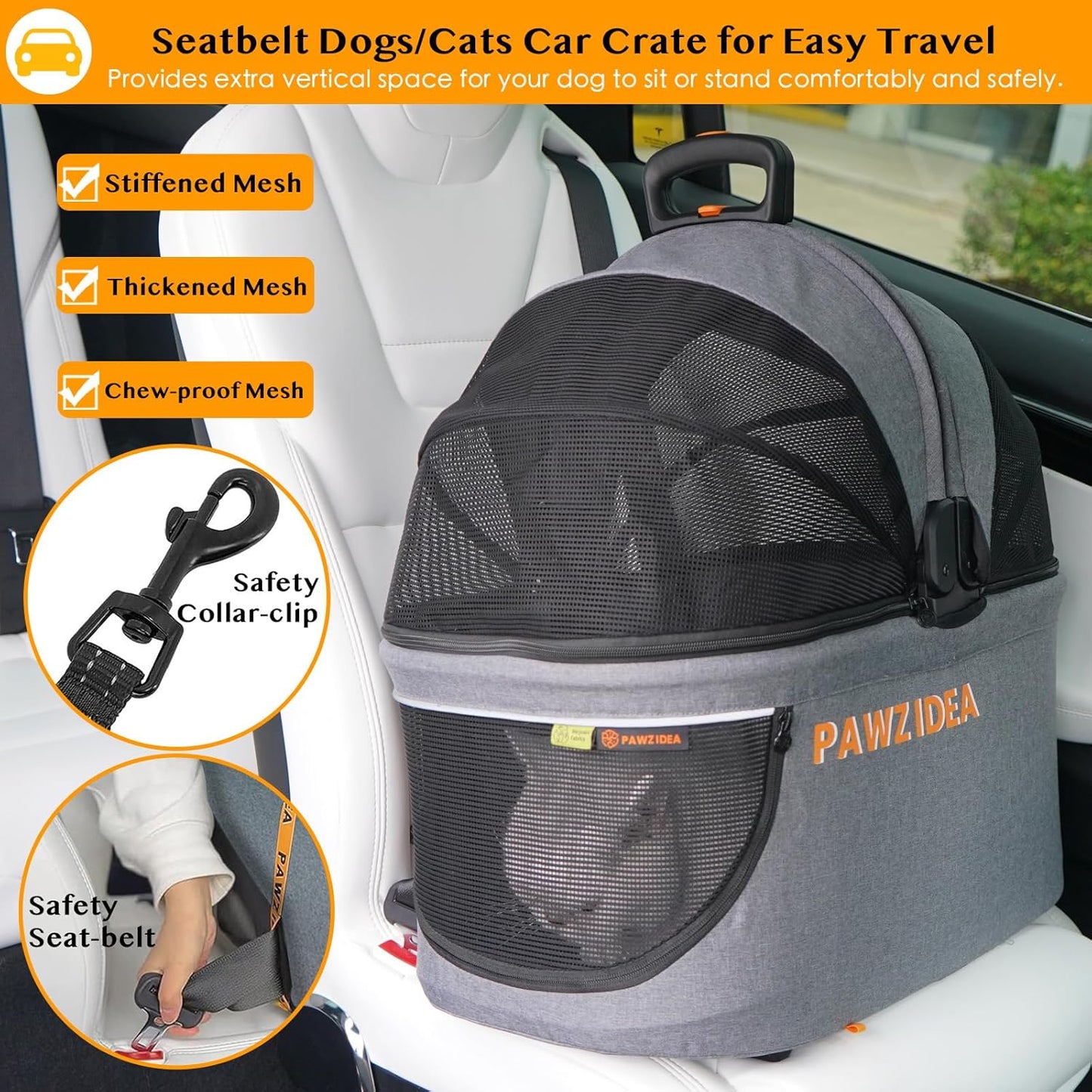 PAWZIDEA Pet Stroller 4 in 1, Dog Strollers for Small/Medium Dogs with Detachable Carrier Easy Lock Canopy, Seatbelt Puppy Car Seat, Cozy House, Foldable & Lightweight Jogger Cat Stroller, 4 Wheels
