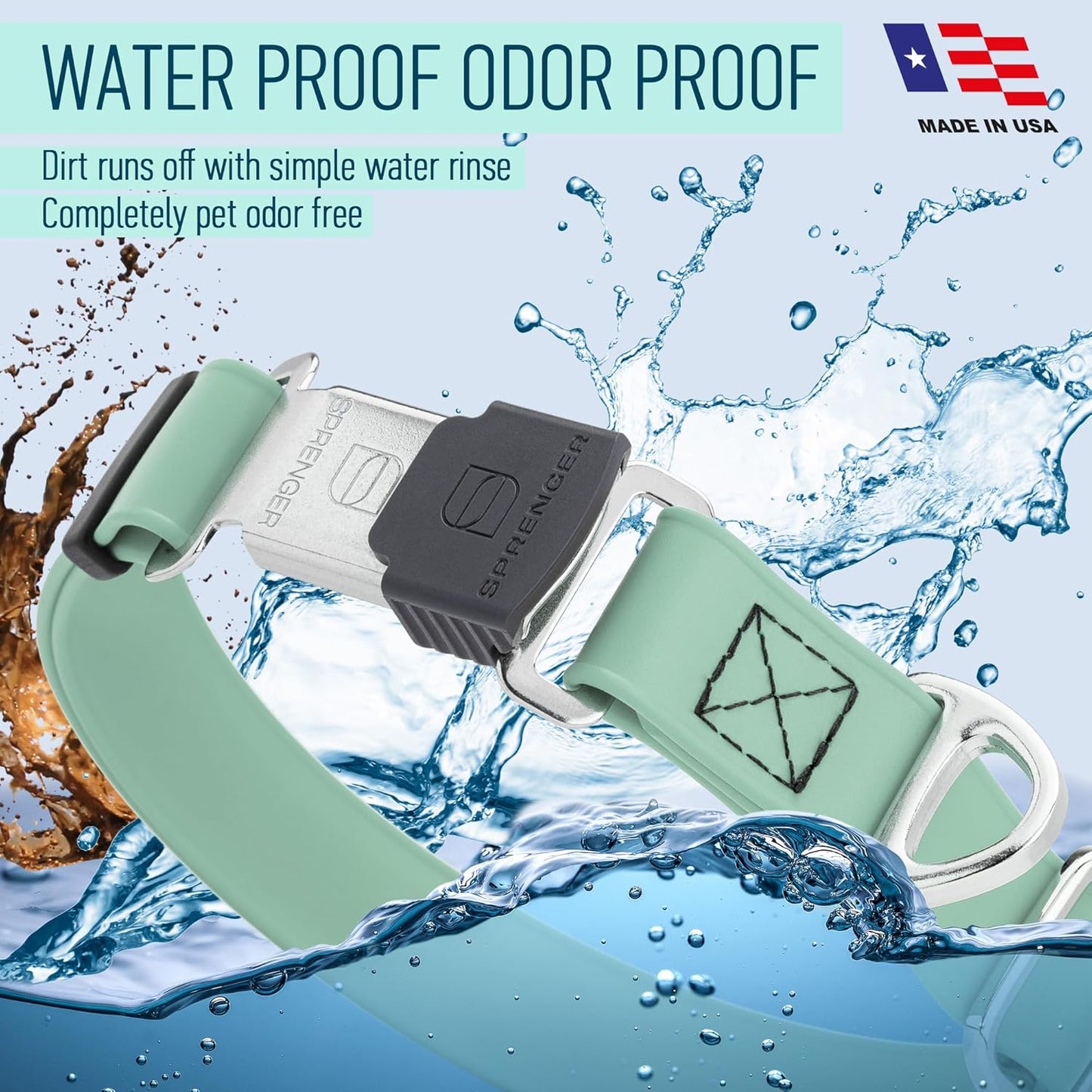 Dogline Biothane Waterproof Dog Collar with Herm Sprenger Stainless Steel Quick Release Buckle – Heavy Duty Tactical Durable Collar for Dogs – Comfortable and Safe Pet Collar W 3/4" L12-19 Sage Green