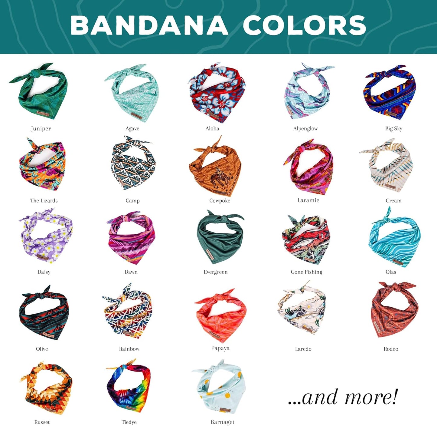 Wilderdog Dog Bandana with Lightweight Quick Drying Poly-Blend Mesh Material in Juniper