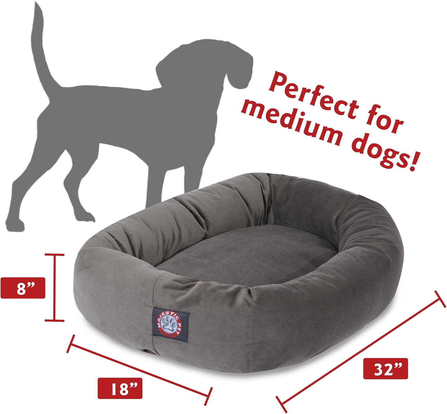Majestic Pet Villa 24 Inch Shredded Memory Foam Dog Bed for Small Sized Dogs 24x19x7 Inch–Orthopedic Dog Bed - Durable Pet Bed - Washable Small Pet Bed with Head Support-Vintage
