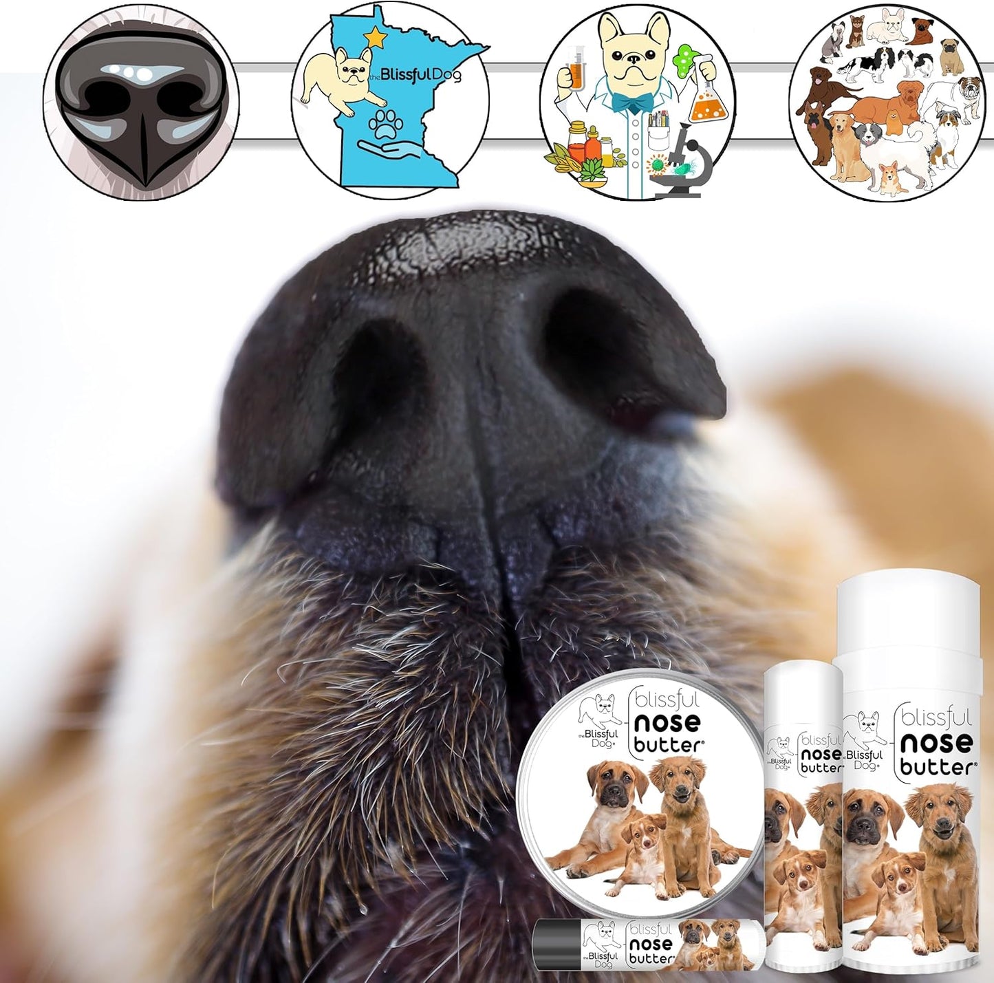 3 Cute Puppies Unscented Nose Butter - Dog Nose Butter, 4 Ounce