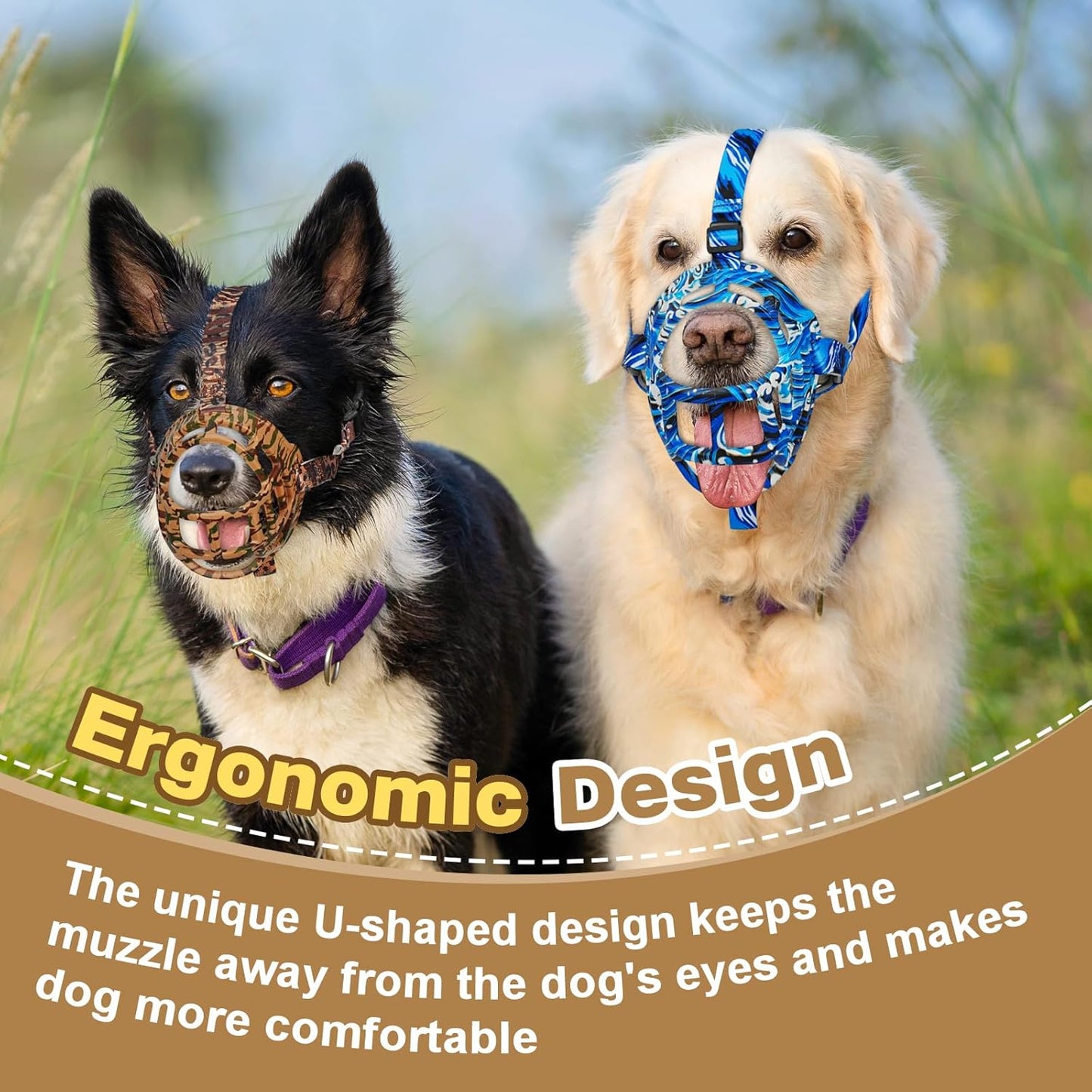 Basket Muzzle to Prevent Biting, Dog Muzzle for Large Medium Small Dogs Allows Panting Drinking Anti Chewing, Perfect for Grooming Trimming Training and Aggressive Reactive Dogs (Brown, Size 4)