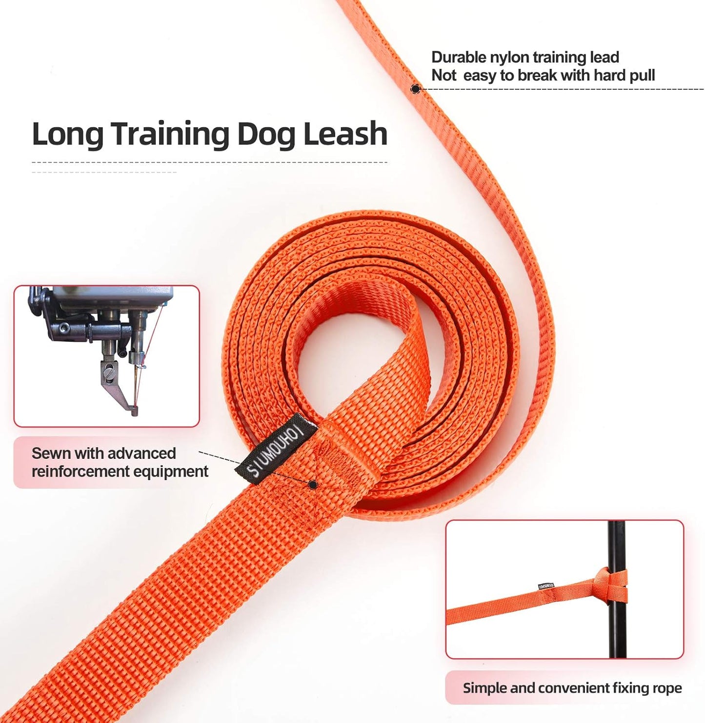 Siumouhoi Dog/Puppy Obedience Recall Training Agility Lead - 15ft 20ft 30ft 40ft 50ft Training Leash - Great for Play, Camping, or Backyard - Orange 30ft (30Feet, Orange)