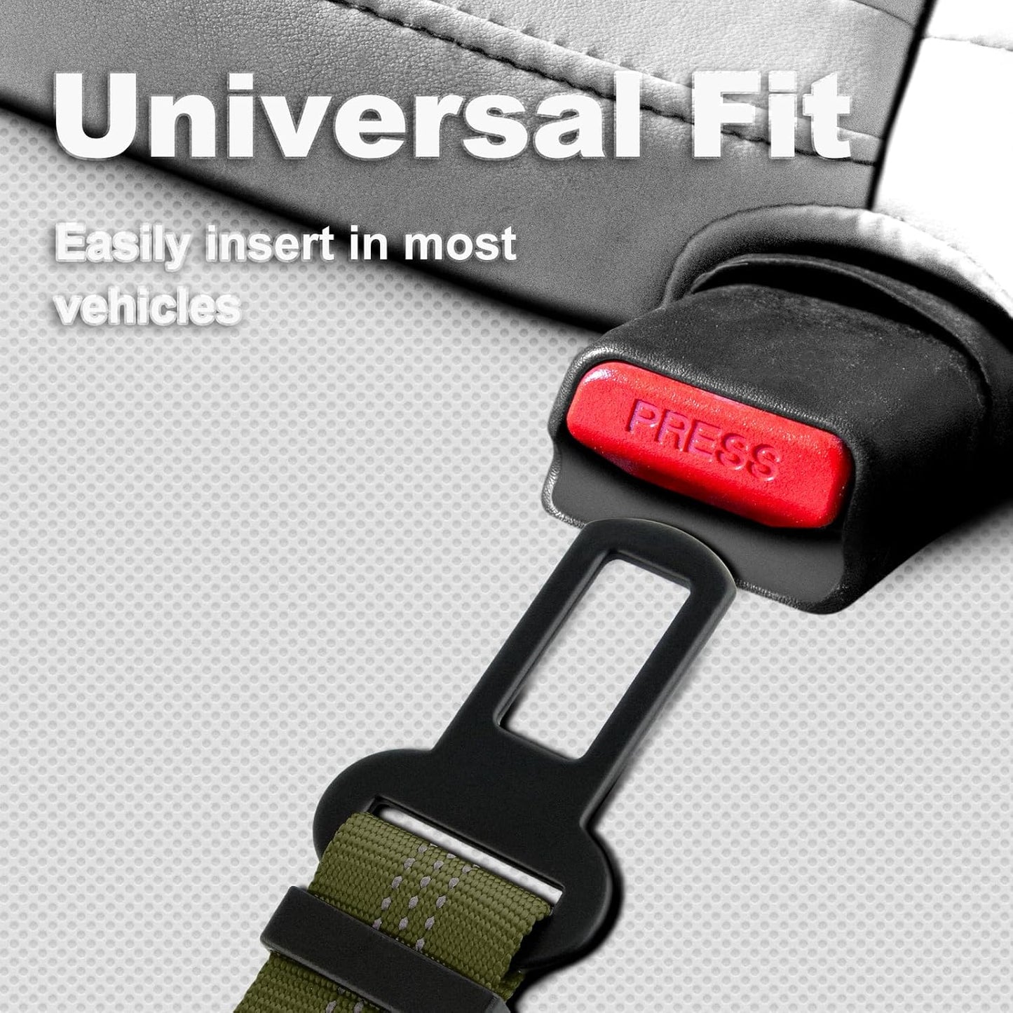 Plutus Pet Dog Seat Belt for Car, Adjustable Dog Car Harness with Carabiner Clip, Reflective Safety Dog Seatbelt Leash with Elastic Bungee, Ranger Green