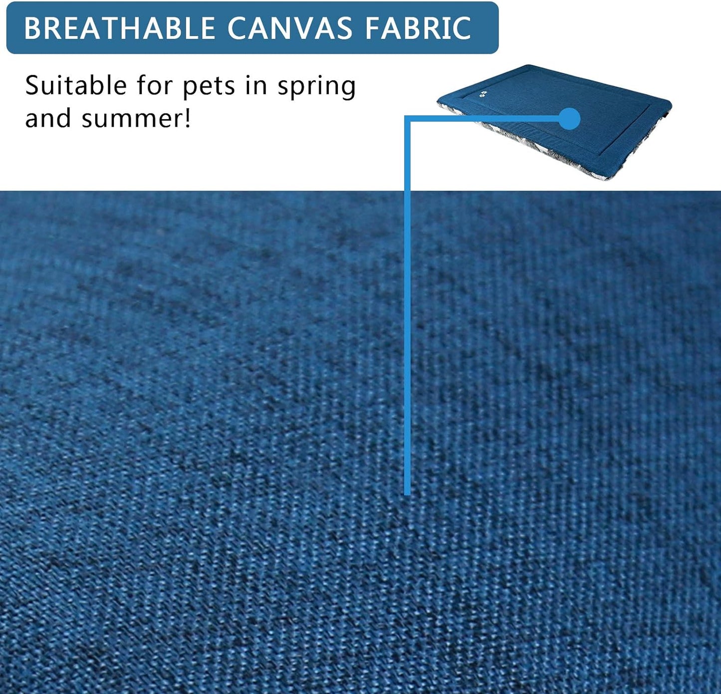 KROSER Fancy Dog Crate Pad - Reversible (Cool & Warm), Machine Washable, Suitable for Small to XXX-Large Dogs, Grey, Navy, Star Pattern