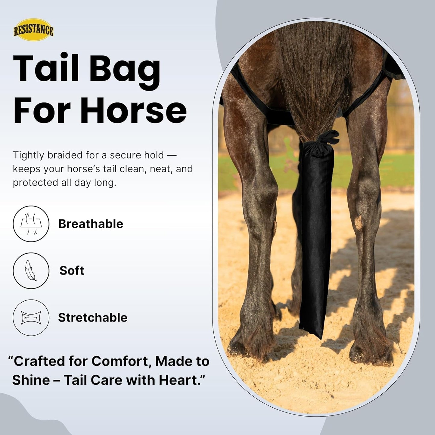 RESISTANCE Spandex Horse Tail Bag Only for Horses - 23"x10" Ties, Nylon Material - to Keep The Horse Tail Clean and Protected - Navy (Pack of 2)