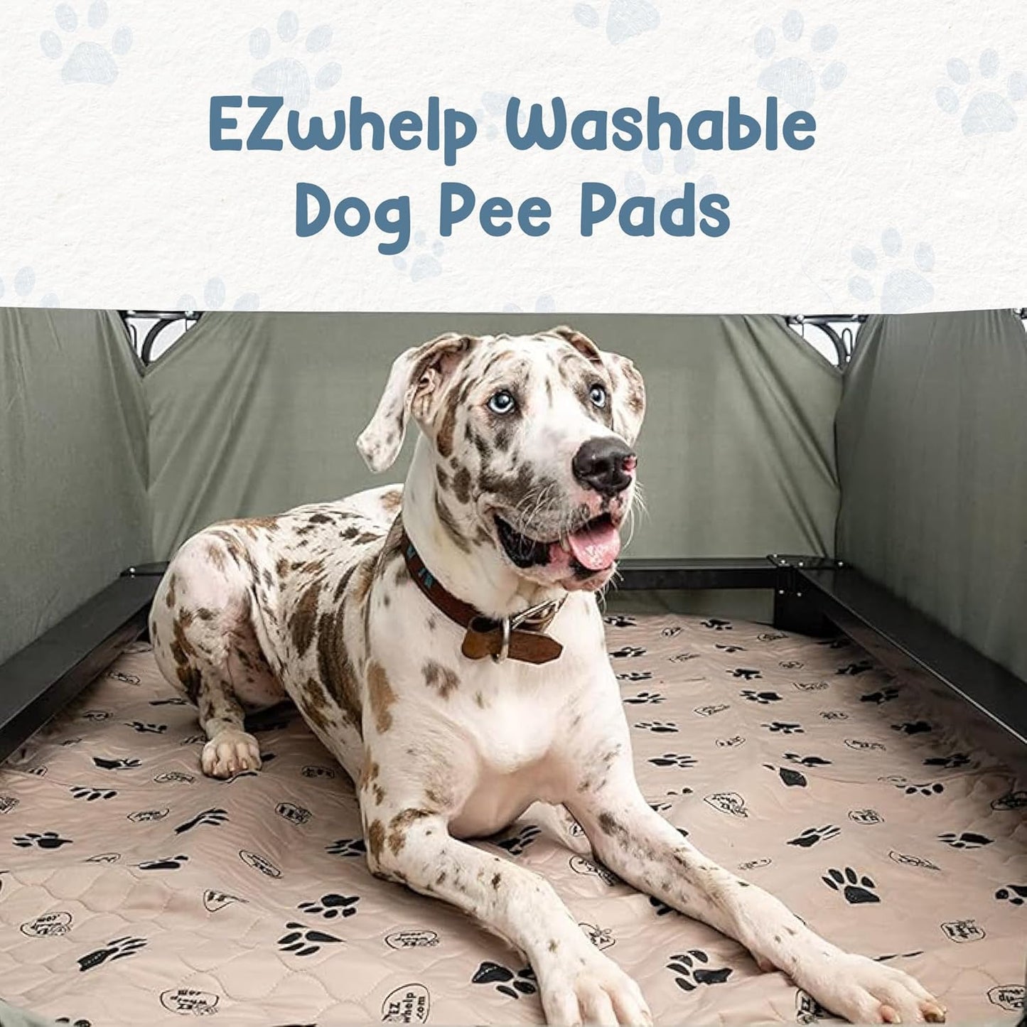 EZwhelp Reusable Dog Pee Pads, Washable Waterproof Mats for Potty Training or Whelping Pads, Puppy Pad with Rounded Corners, 27.5x29.5 Inch, 2 Pack