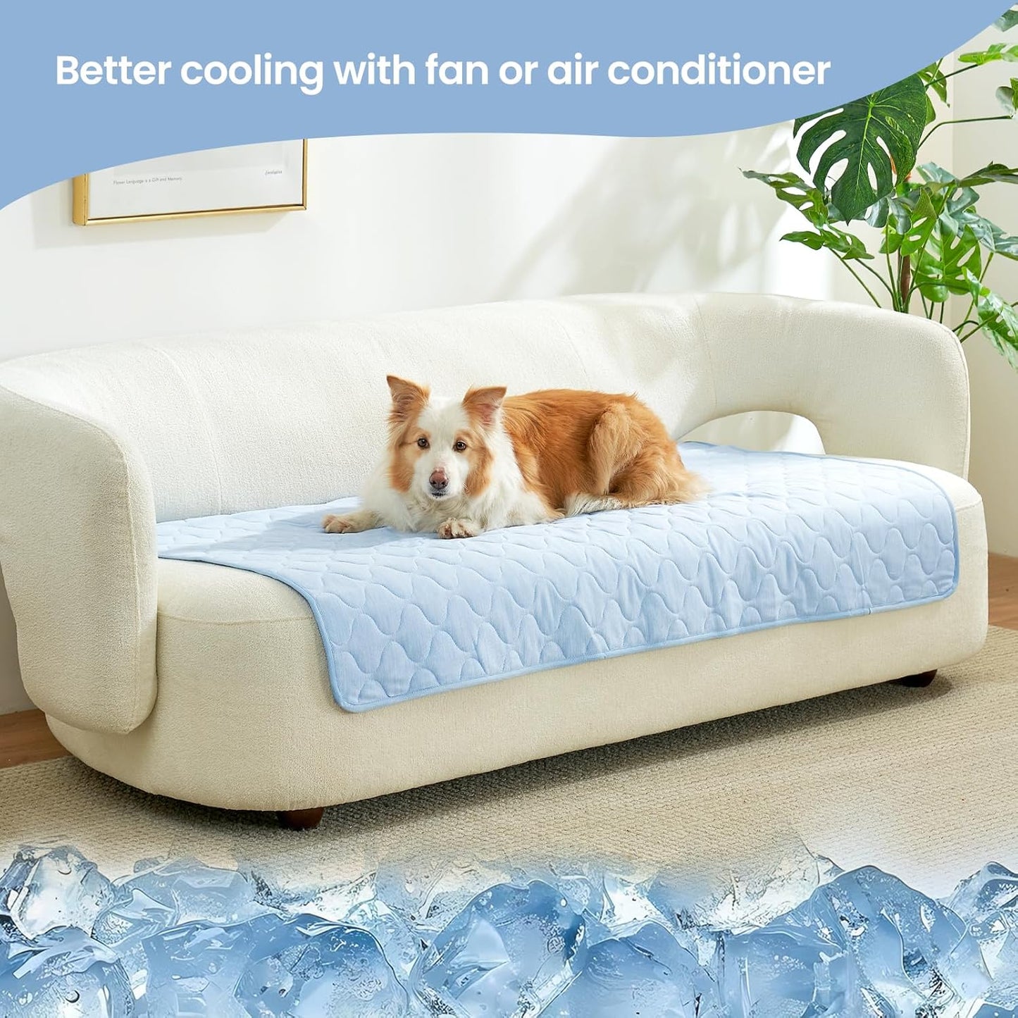 Cozy Bliss Leakproof Cooling Blanket for Large Dogs – Q-Max>0.4, Durable & Washable Dog Cooling Mat for Hot Weather, Soft Pet Throw & Couch Protector for Dogs & Cats, 40x60 Inch, Heather Cool Blue