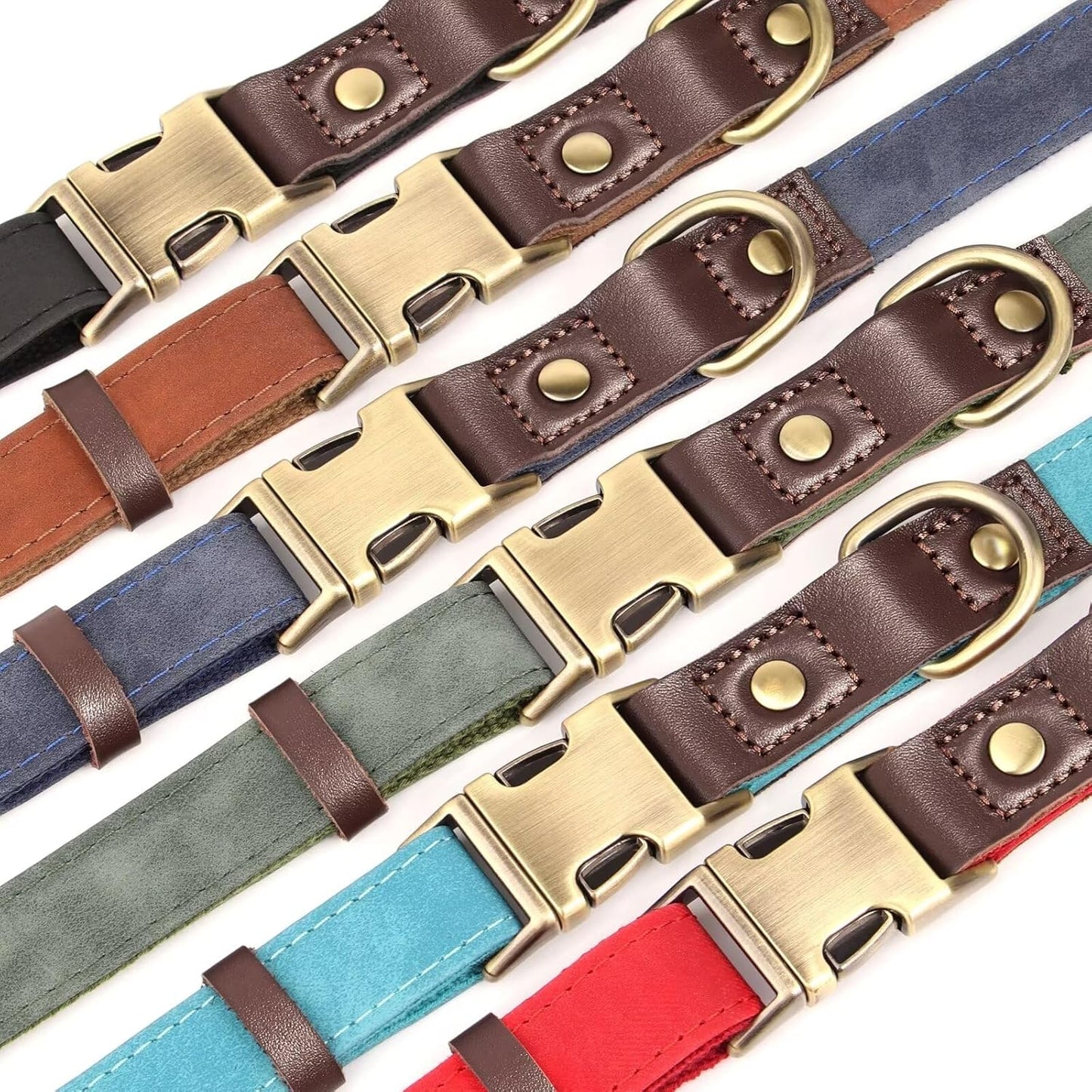 Didog Soft PU Leather Dog Collar for Large Dogs,Classic Adjustable Dog Collars with Quick Release Metal Buckle,Easy Clean and Comfortable with Nylon Lining,Brown,L Neck 15-23"