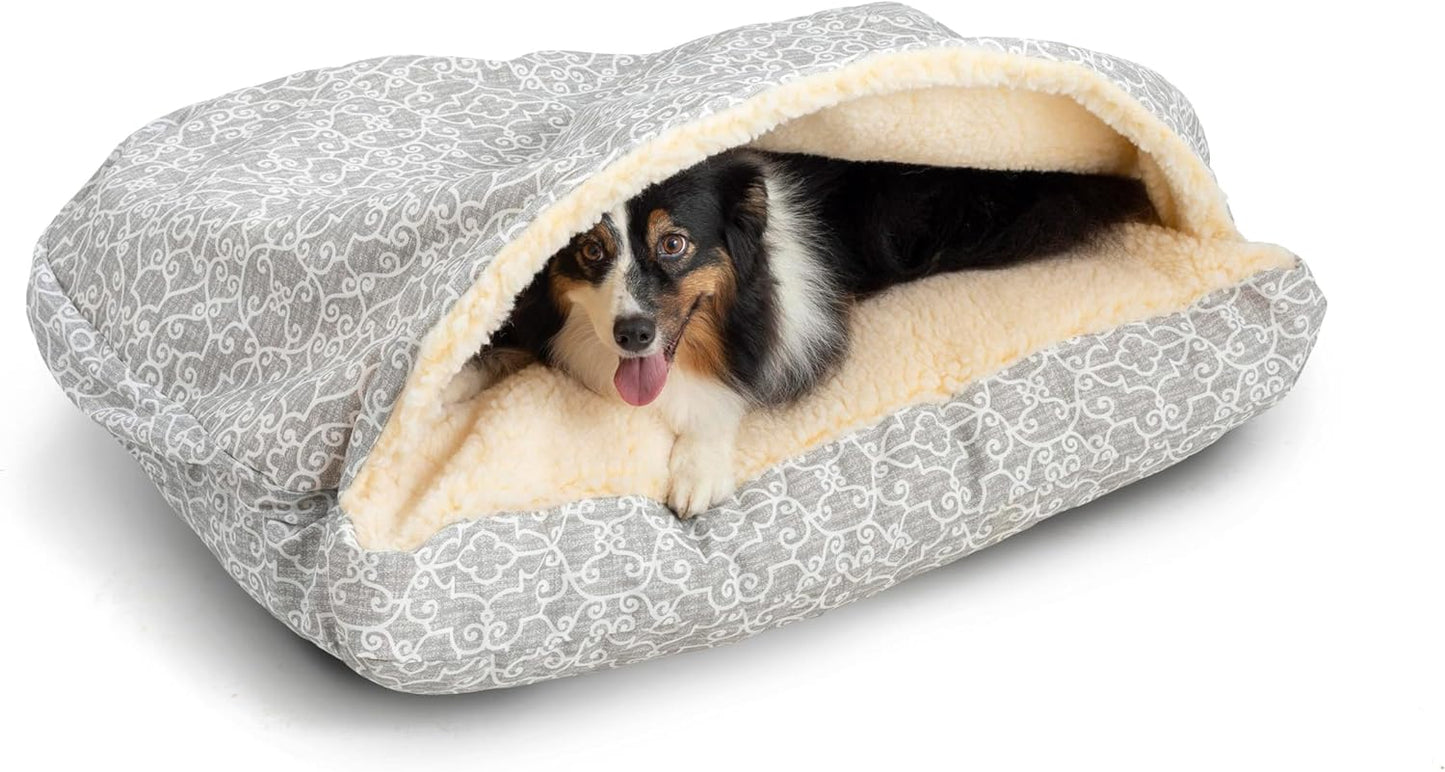 Snoozer Pet Products Luxury Rectangle Cozy Cave, Wag Collection, Small, Ramey Gray