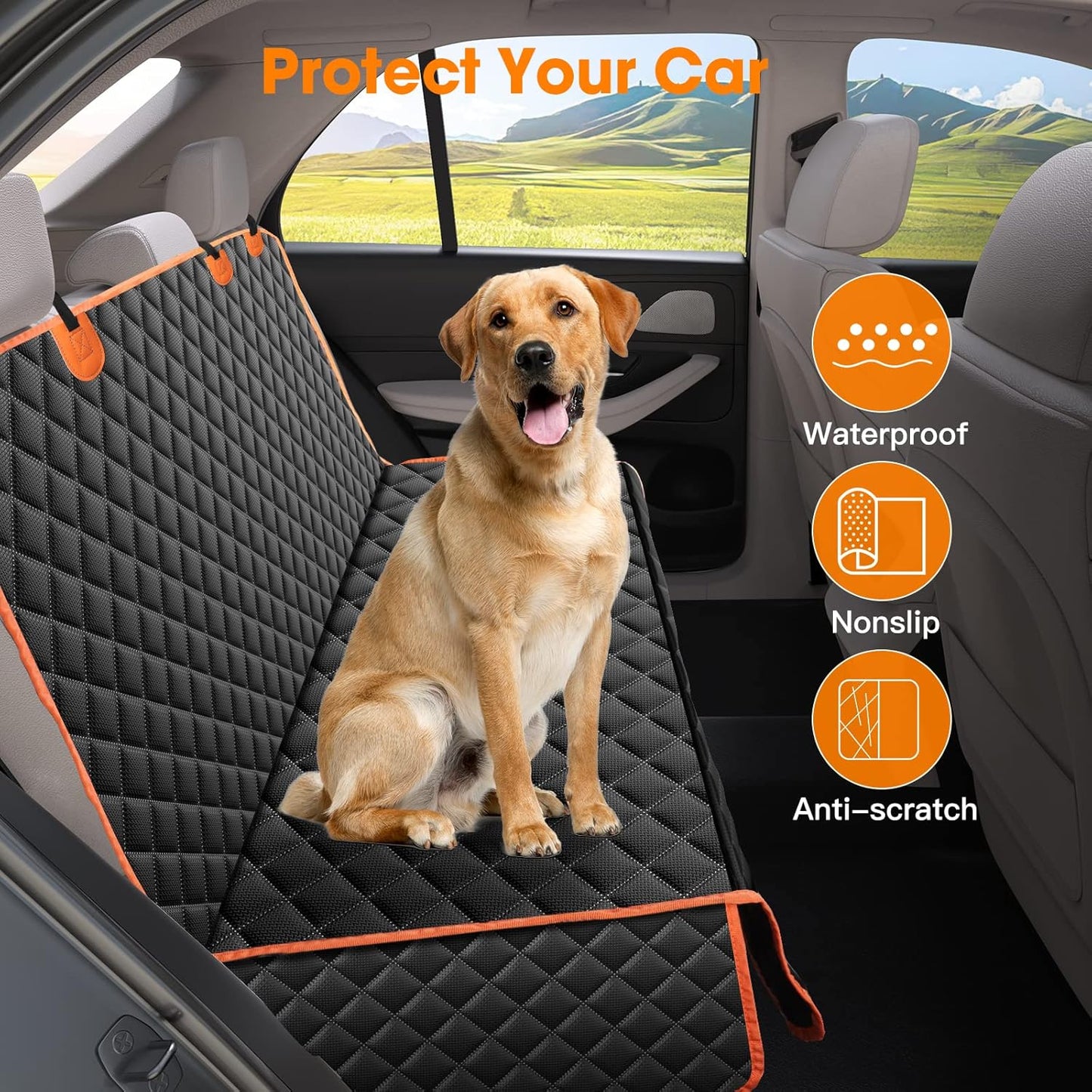 MIXJOY Dog Seat Cover for Back Seat Waterproof Dog Seat Covers for Cars, Car Seat Protector for Dogs, Nonslip Back Seat Cover for Trucks & SUV