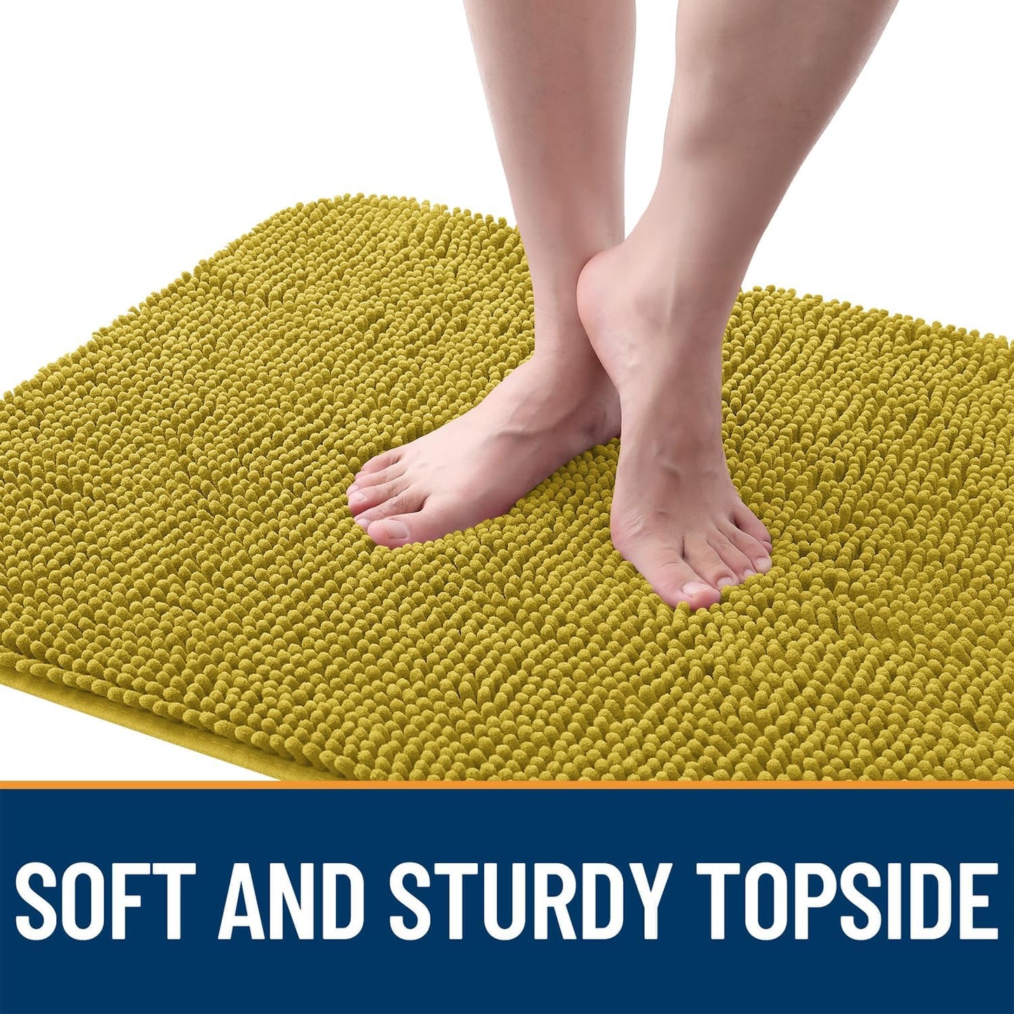 OLANLY Dog Door Mat for Muddy Paws 36x24, Absorbs Moisture and Dirt, Absorbent Non-Slip Washable Doormat, Quick Dry Chenille Mud Mat, Entry Indoor Entryway Carpet for Inside Floor, Mustard Yellow