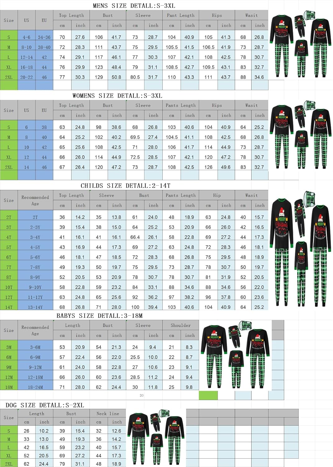 Matching Family Christmas Pajamas Set - Xmas Sleepwear PJs