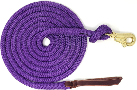 Premium 1/2" Samson Eq Braid Yacht Natural Horse Training Lead Rope with Brass Trigger Bull Snap Available in 12ft, 14ft, and 16ft. Lengths