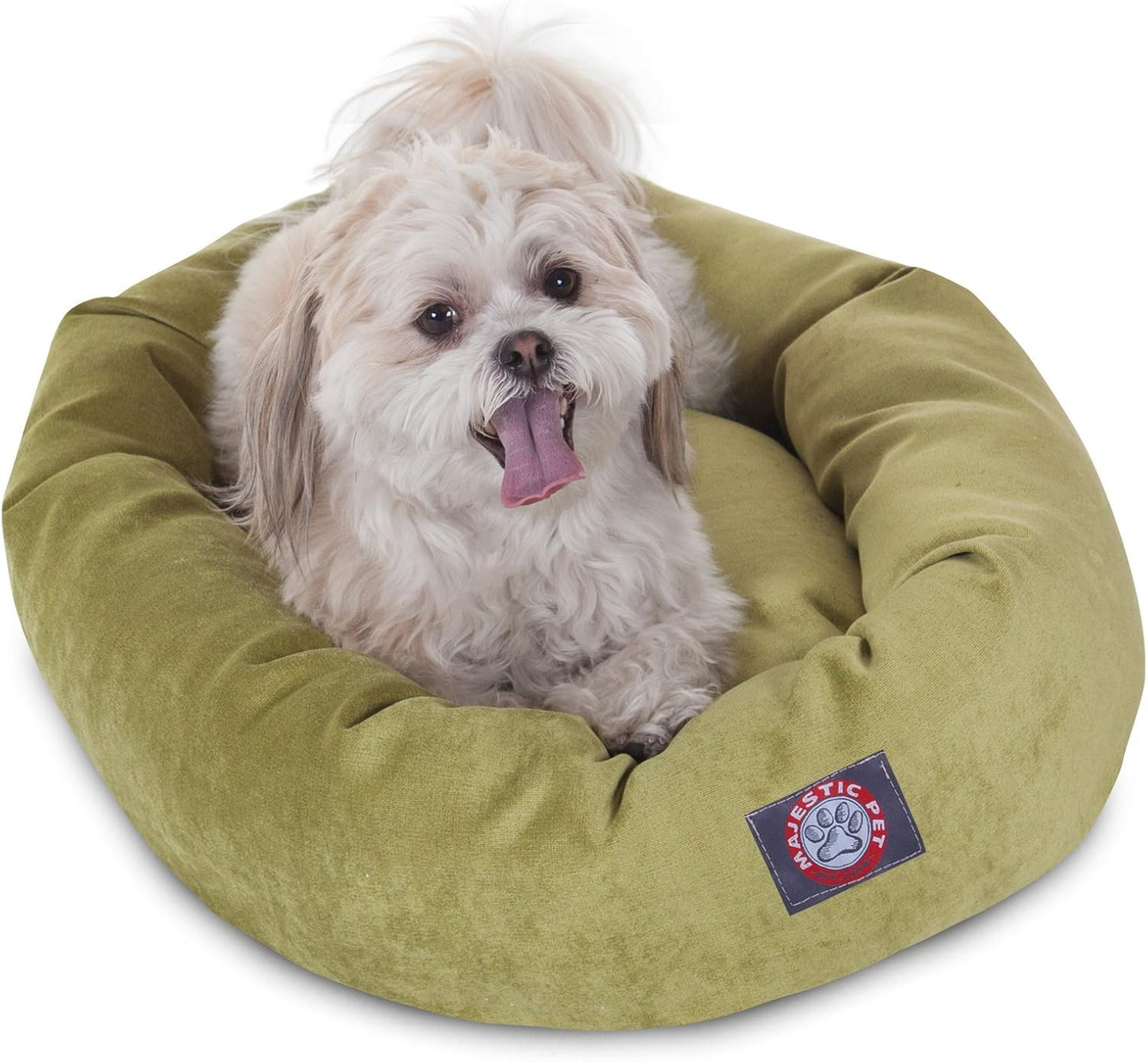 Majestic Pet Storm 24" Micro Velvet Dog Bed, Soft Round Pet Bed with Spine Support, Water Resistant, Machine Washable, 24x19x7 (inch) - Small
